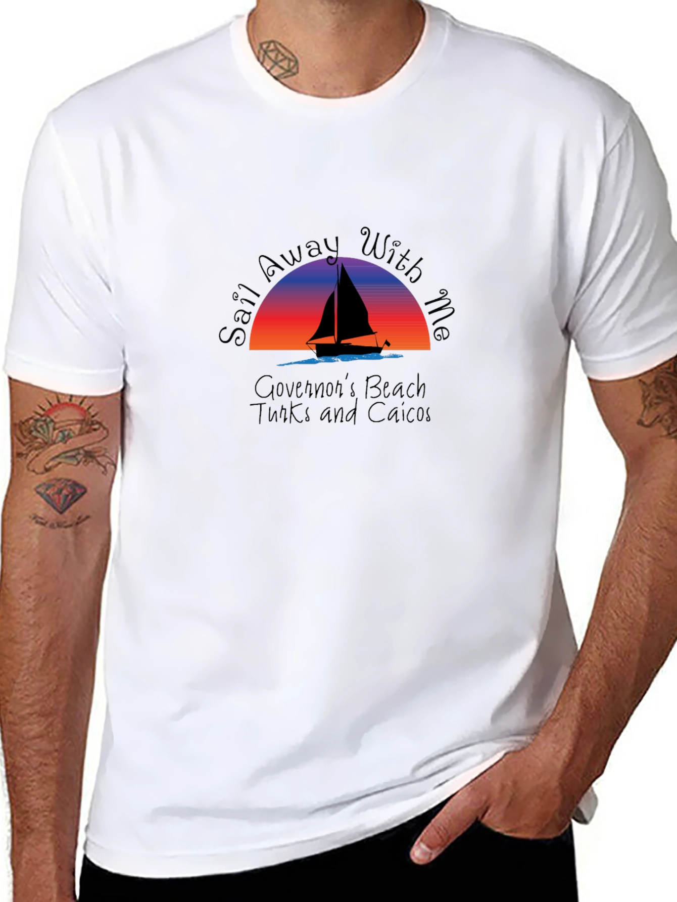 Sail Away T-Shirt: Governors Beach Turks and Caicos