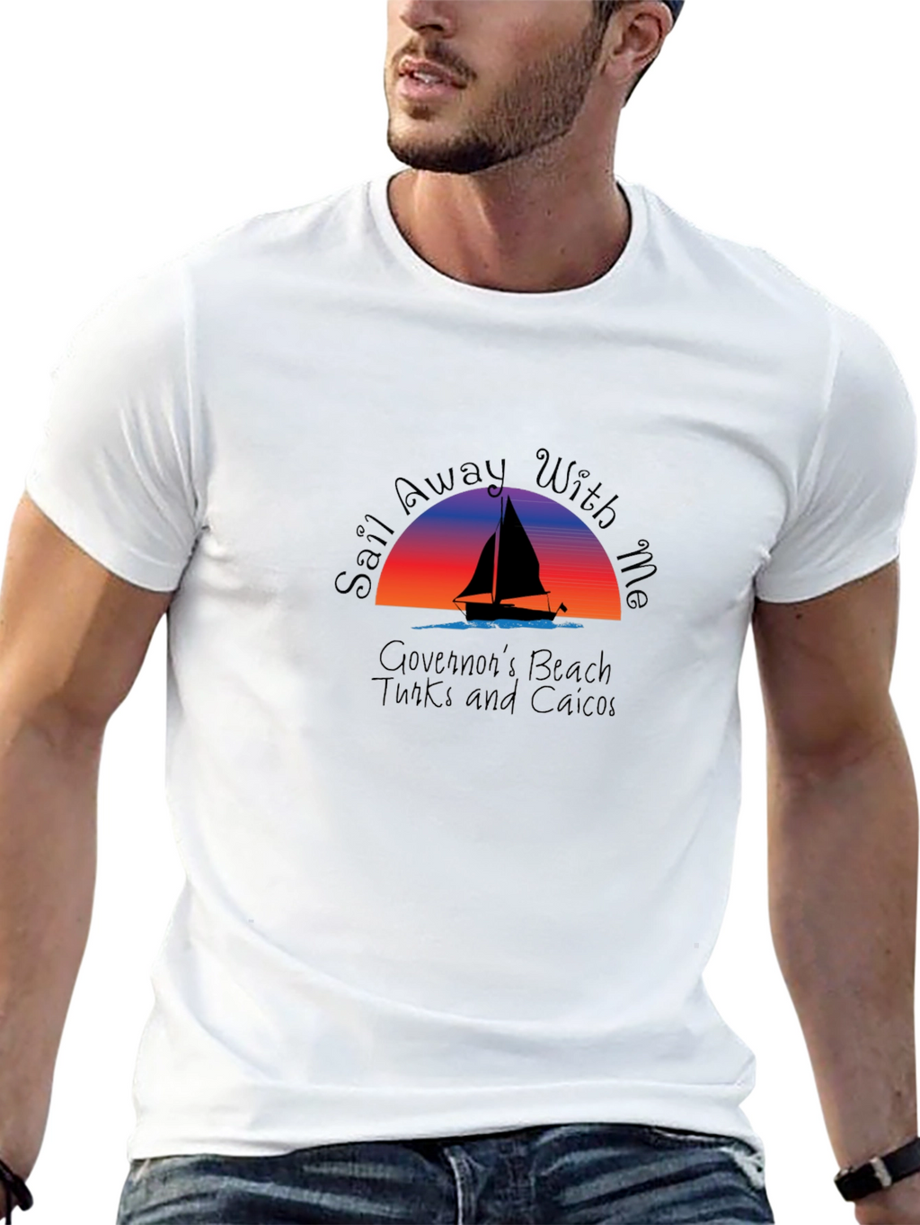 Sail Away T-Shirt: Governors Beach Turks and Caicos