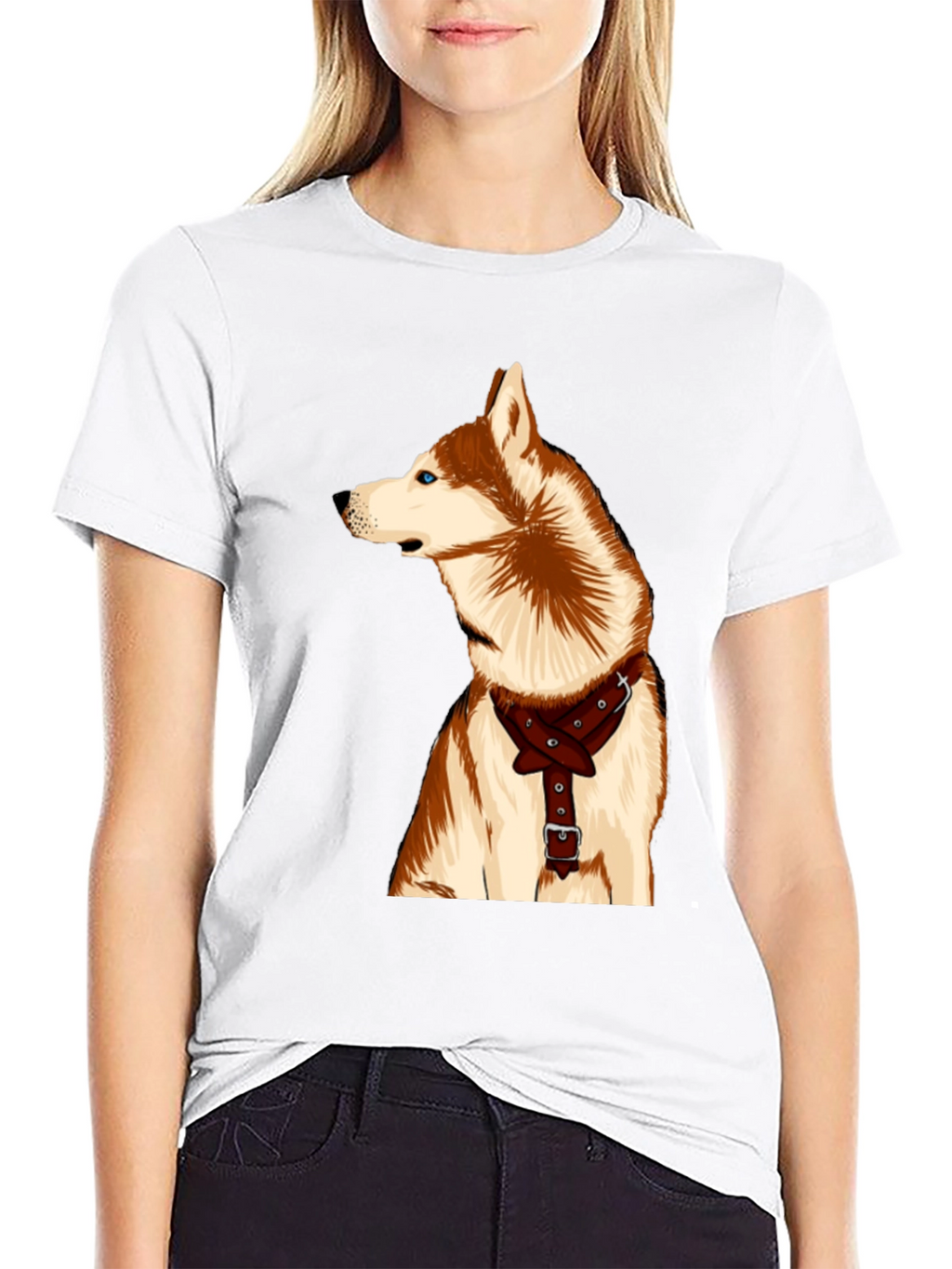 Dog Lover T-Shirt - Husky with Harness Graphic Tee