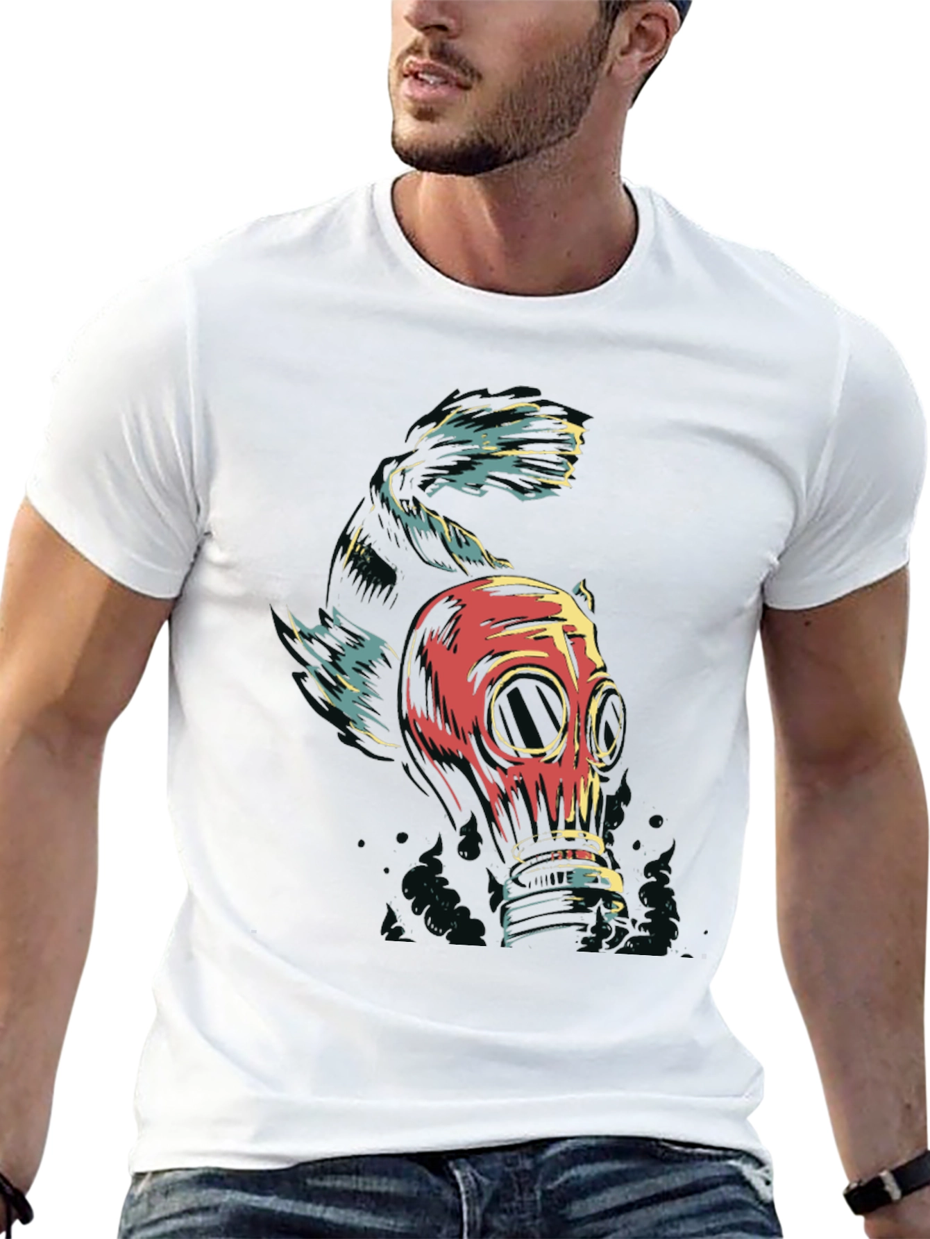 Gas Mask Fish Graphic Tee - Black Unisex T-Shirt