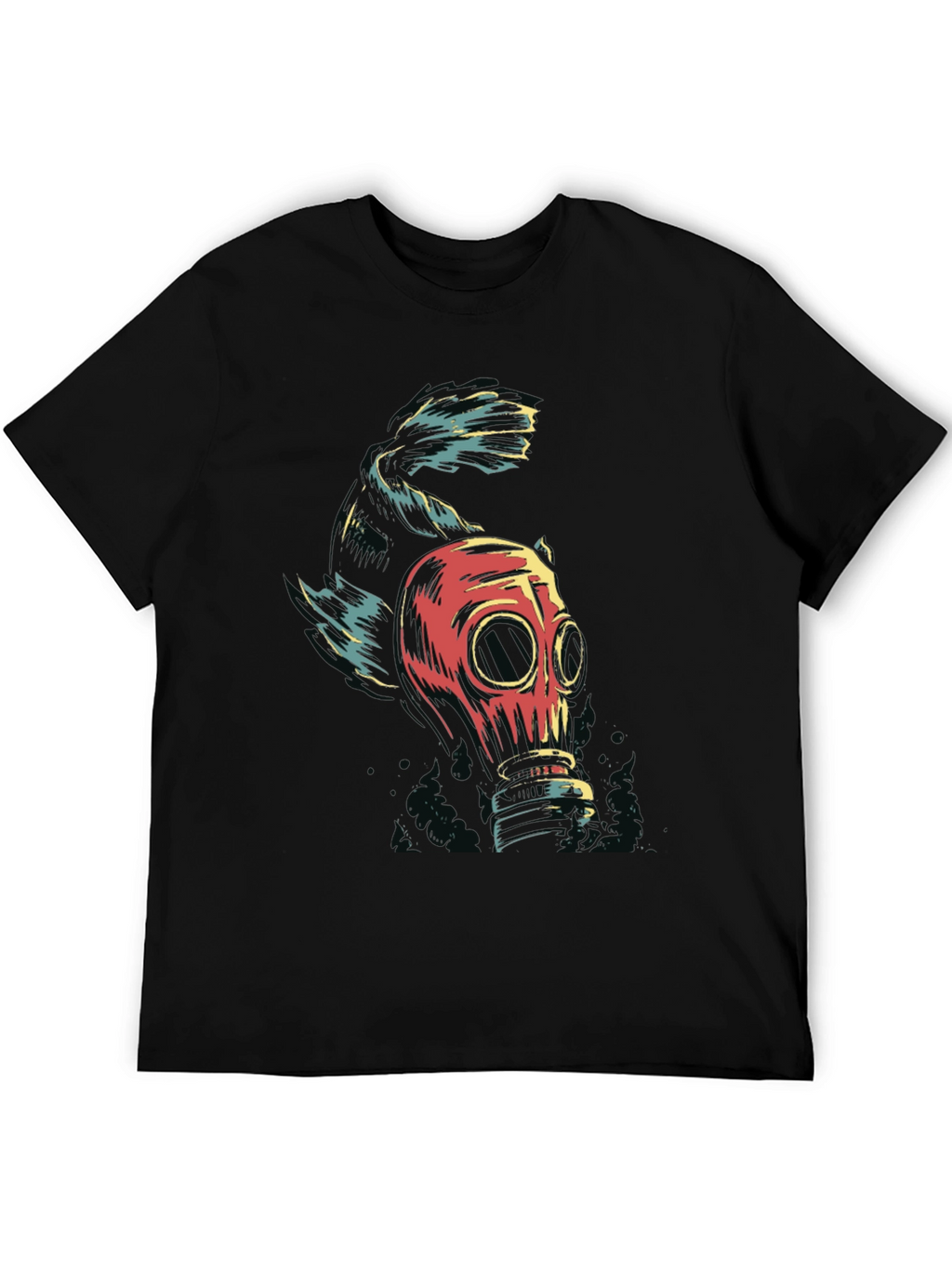 Gas Mask Fish Graphic Tee - Black Unisex T-Shirt