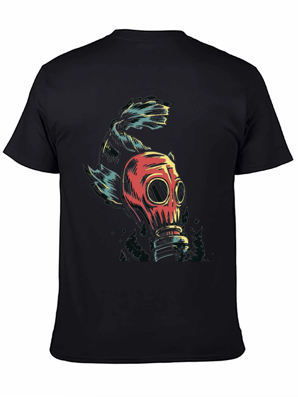 Gas Mask Fish Graphic Tee - Black Unisex T-Shirt