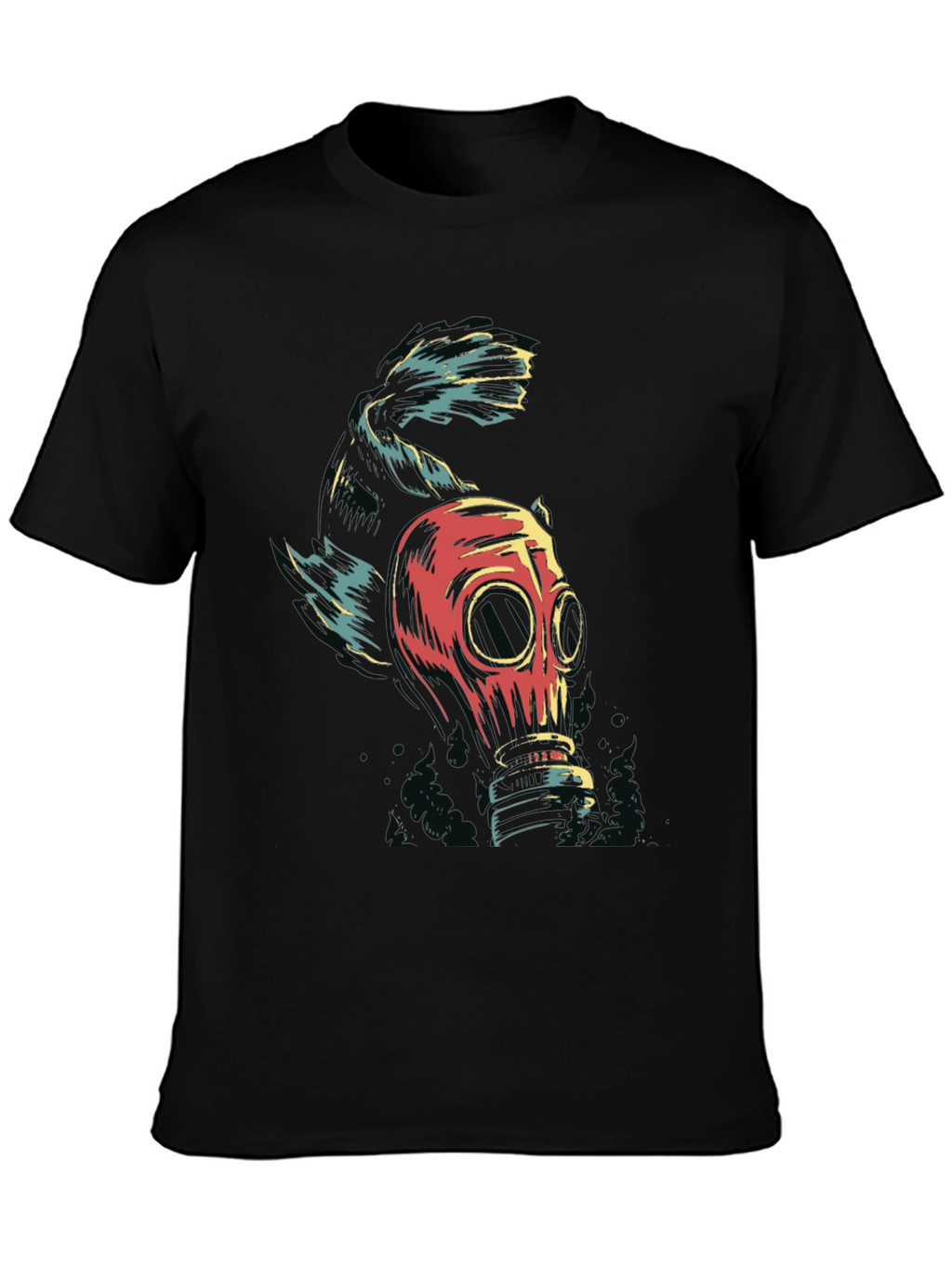 Gas Mask Fish Graphic Tee - Black Unisex T-Shirt