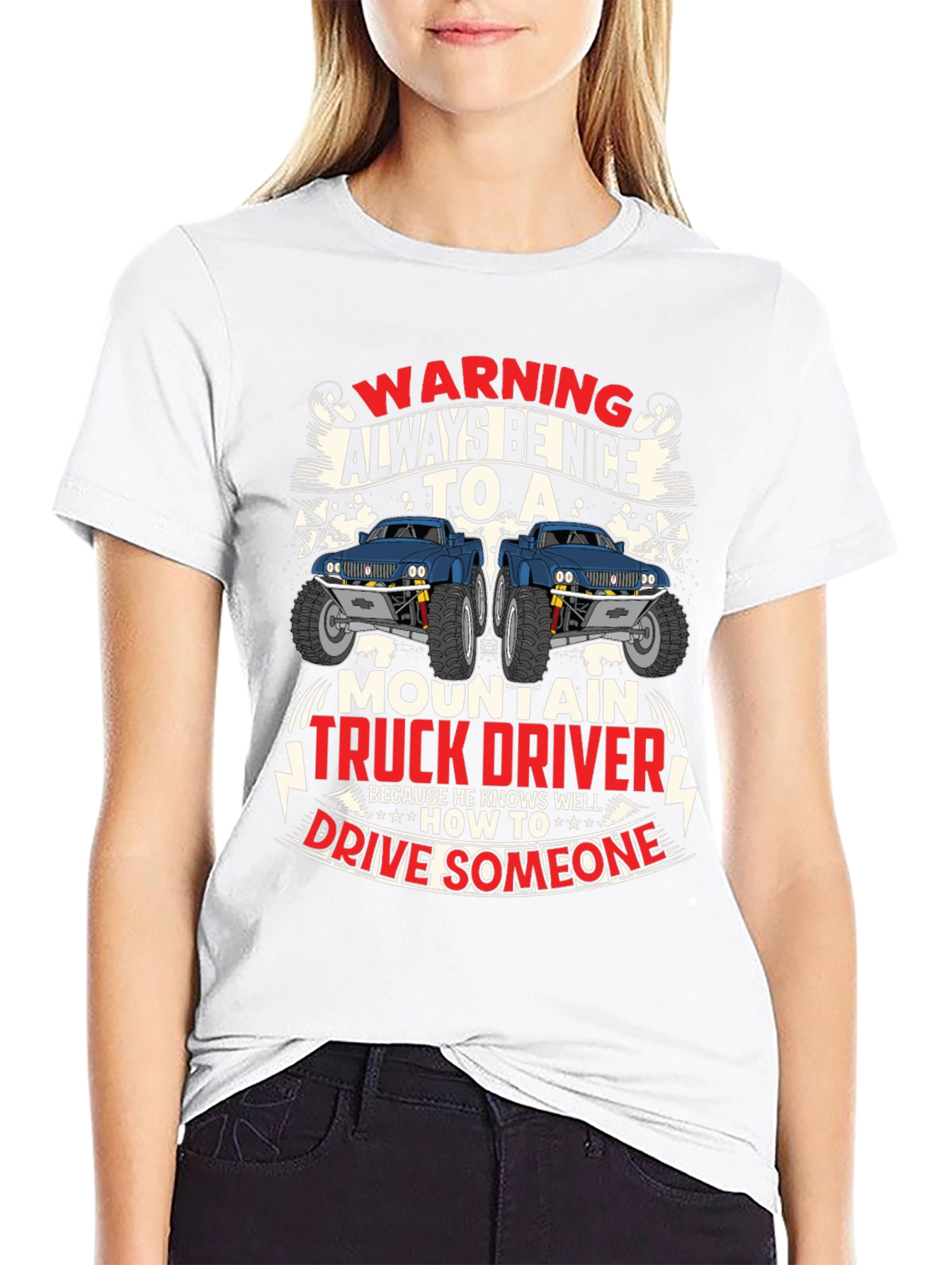 Warning Mountain Truck Driver Graphic T-Shirt