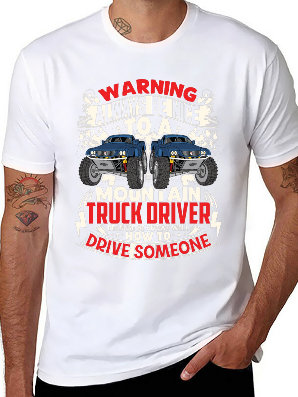 Warning Mountain Truck Driver Graphic T-Shirt
