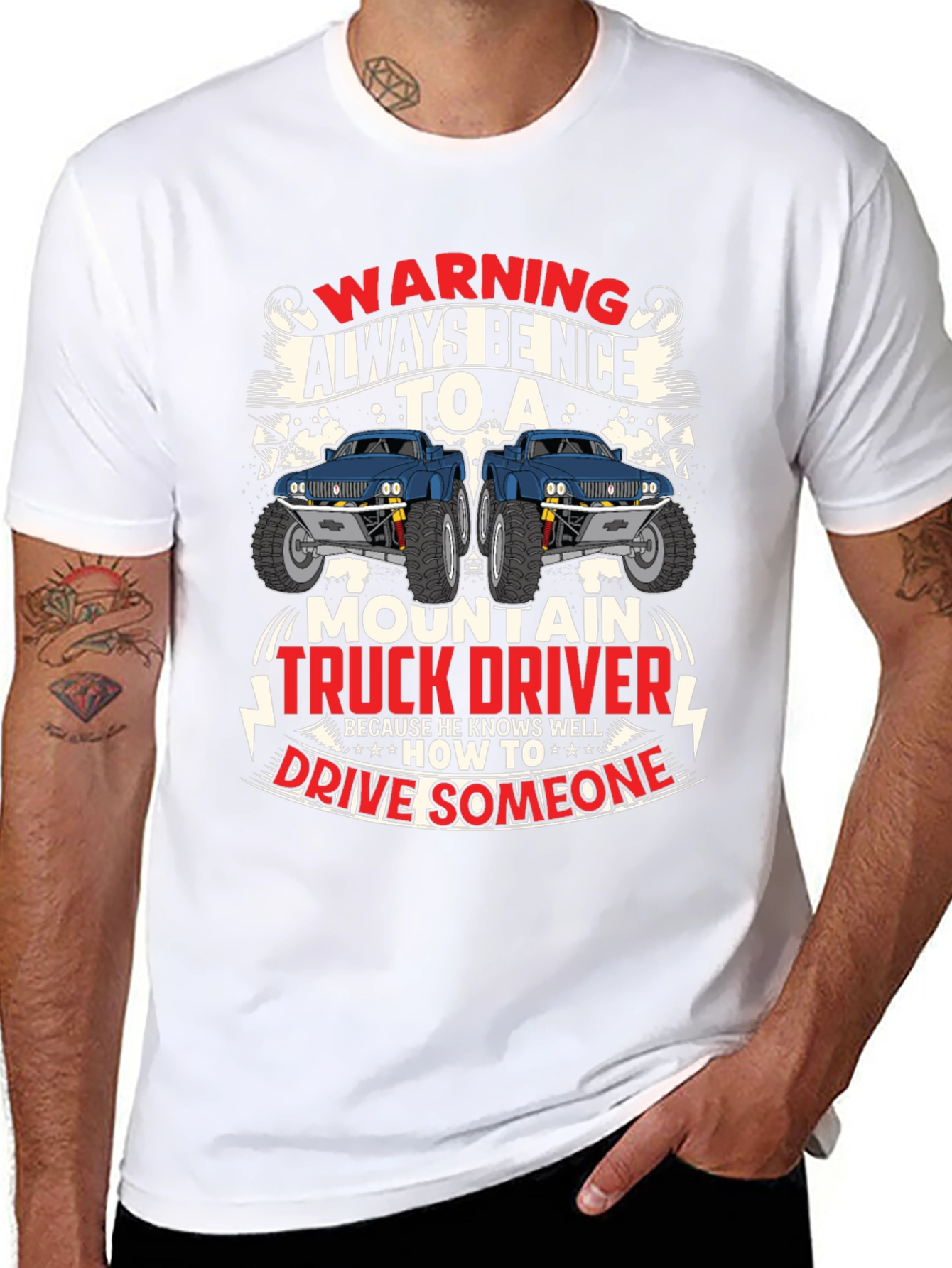 Warning Mountain Truck Driver Graphic T-Shirt