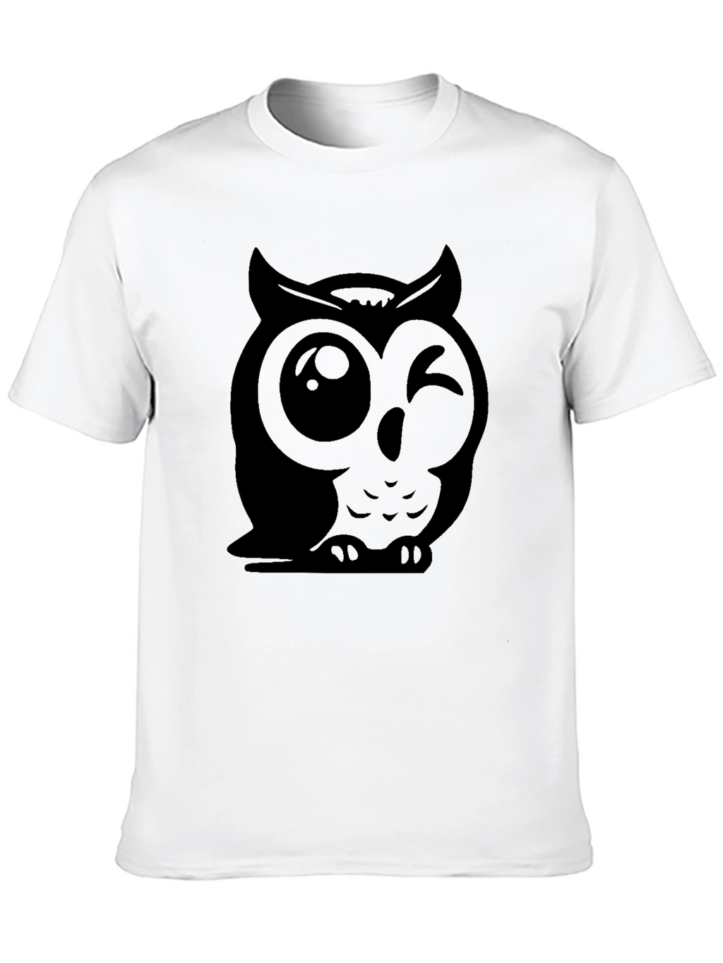 Winking Owl Graphic Tee - Soft Cotton Black T-Shirt