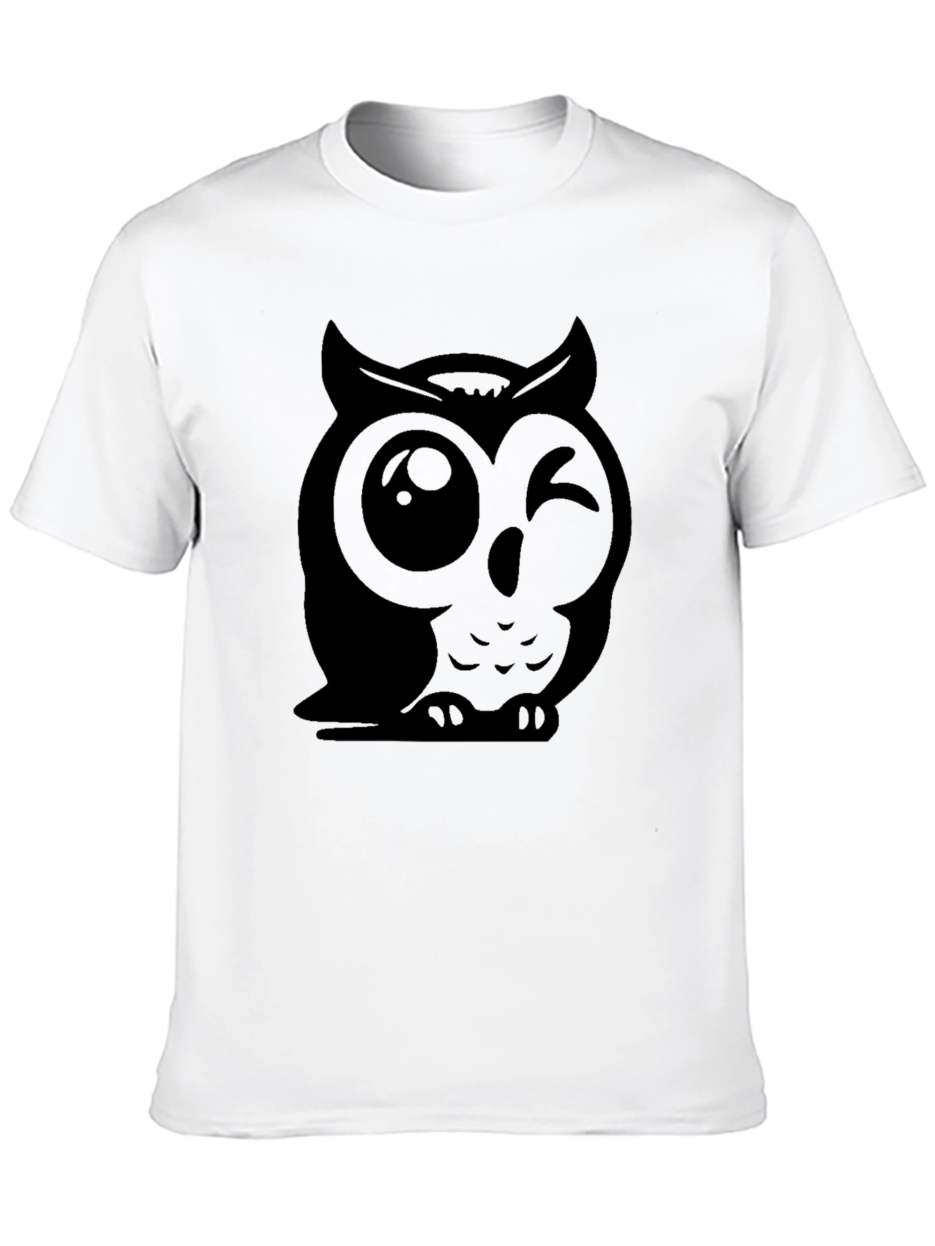Winking Owl Graphic Tee - Soft Cotton Black T-Shirt