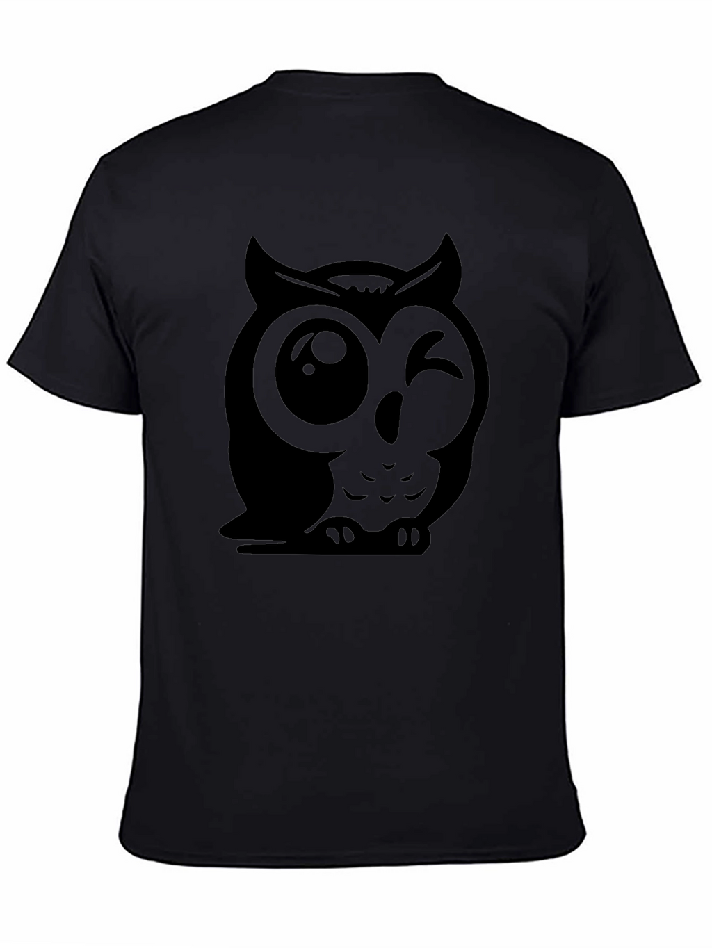 Winking Owl Graphic Tee - Soft Cotton Black T-Shirt