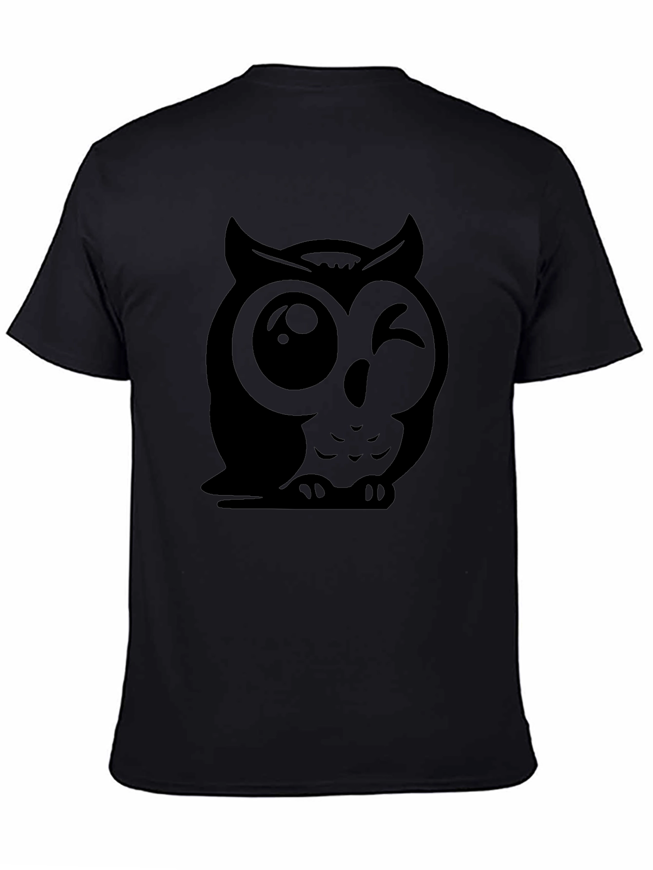 Winking Owl Graphic Tee - Soft Cotton Black T-Shirt