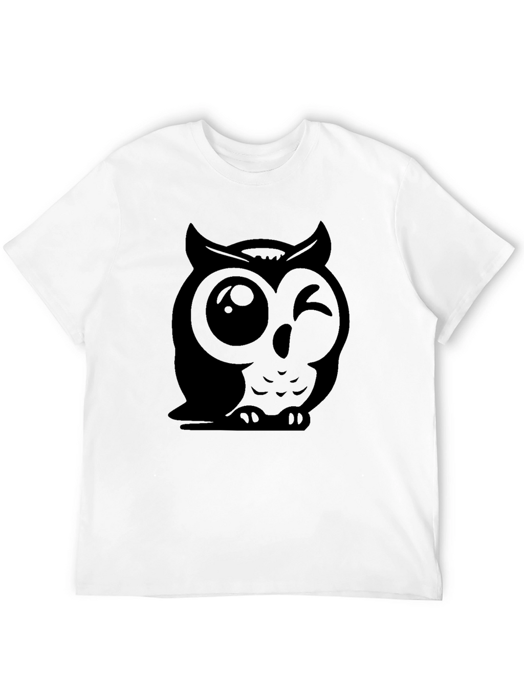 Winking Owl Graphic Tee - Soft Cotton Black T-Shirt