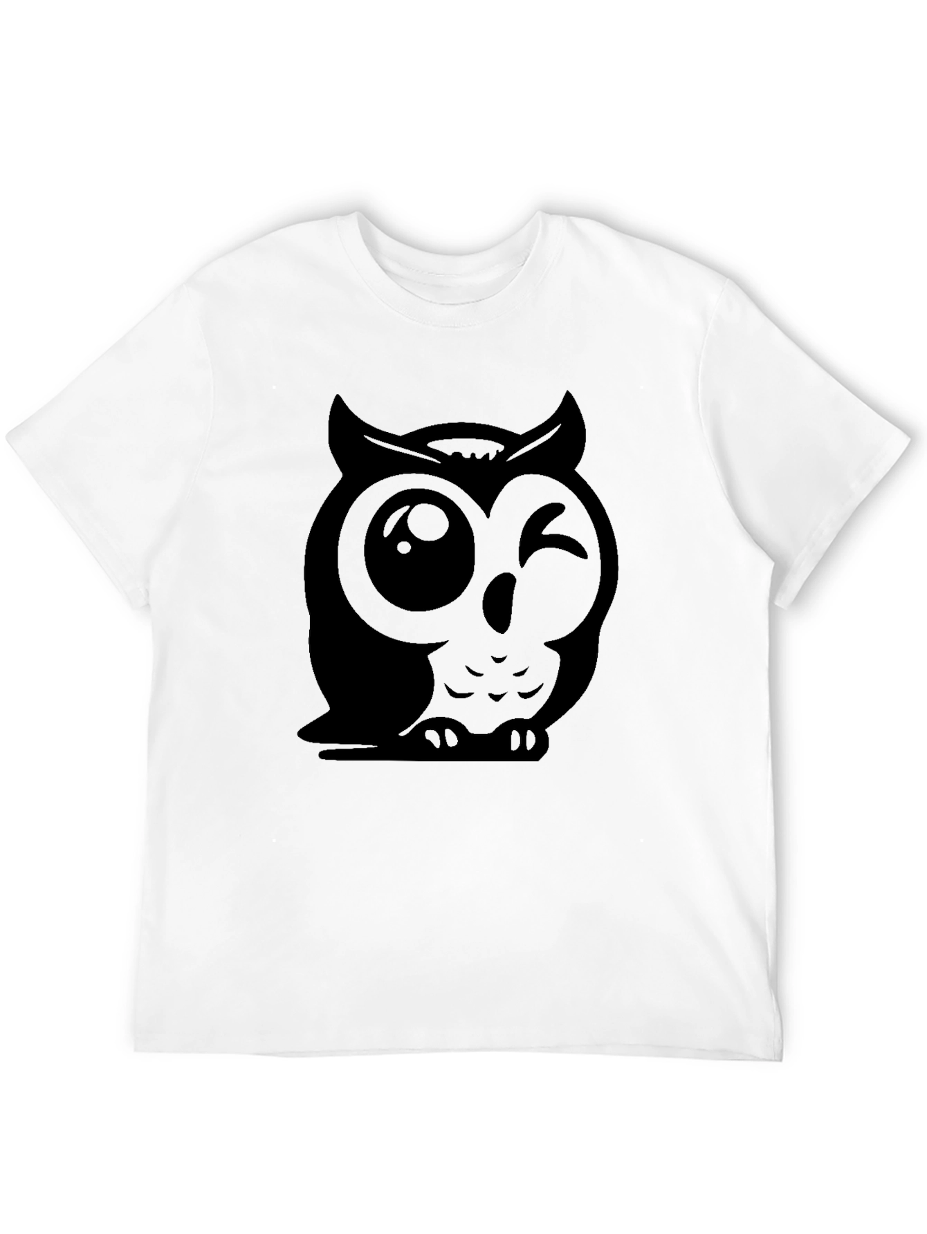 Winking Owl Graphic Tee - Soft Cotton Black T-Shirt