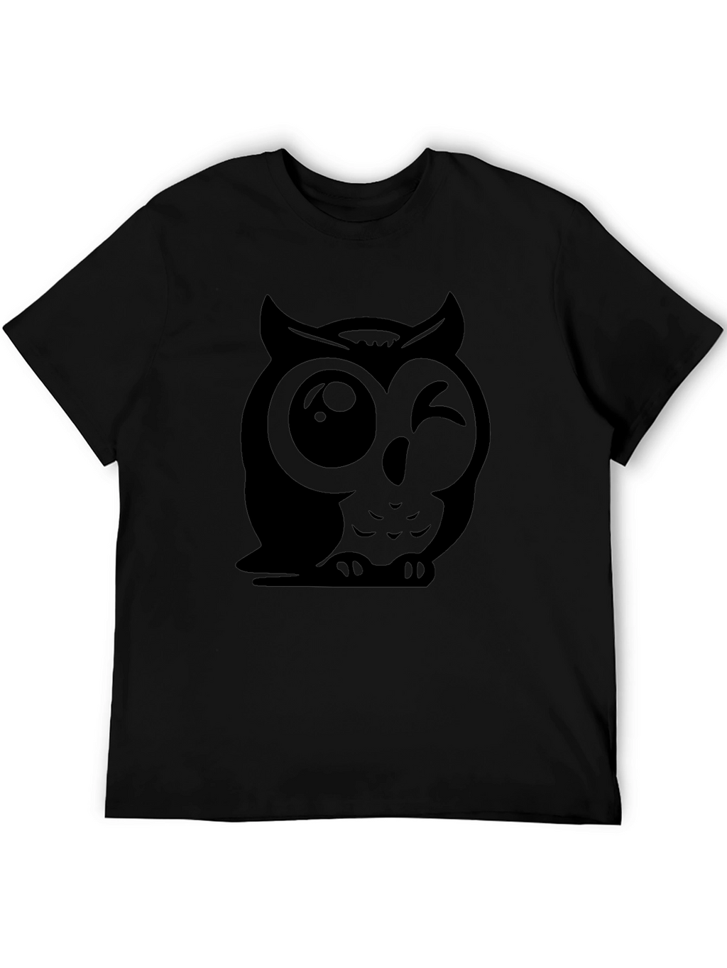 Winking Owl Graphic Tee - Soft Cotton Black T-Shirt