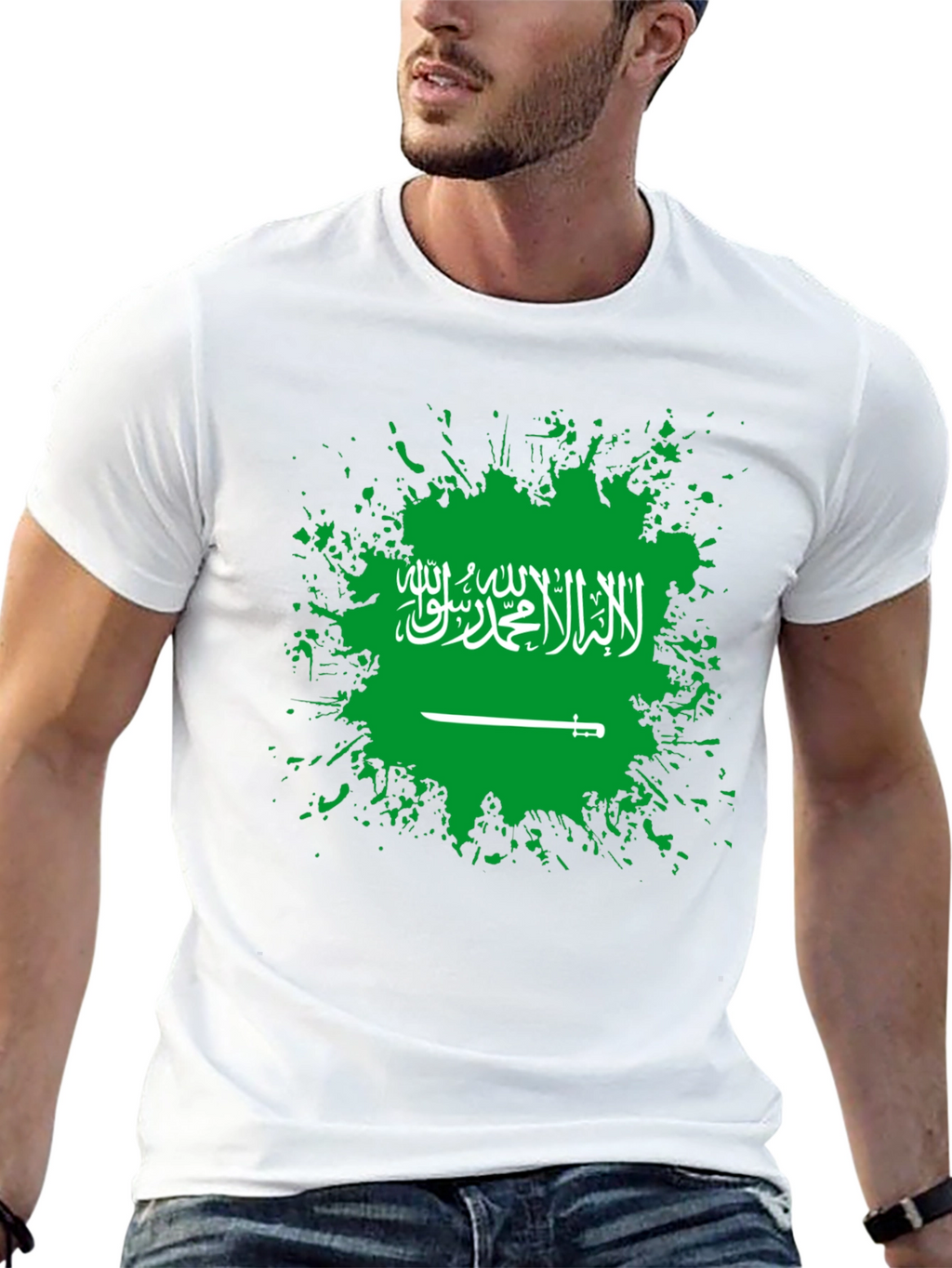 Saudi Arabia Flag T-Shirt - Black Cotton Tee