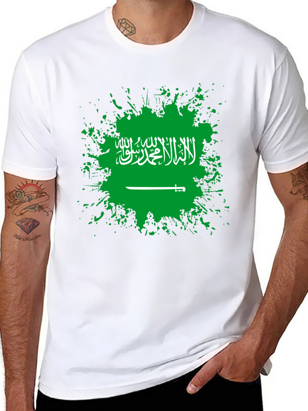 Saudi Arabia Flag T-Shirt - Black Cotton Tee