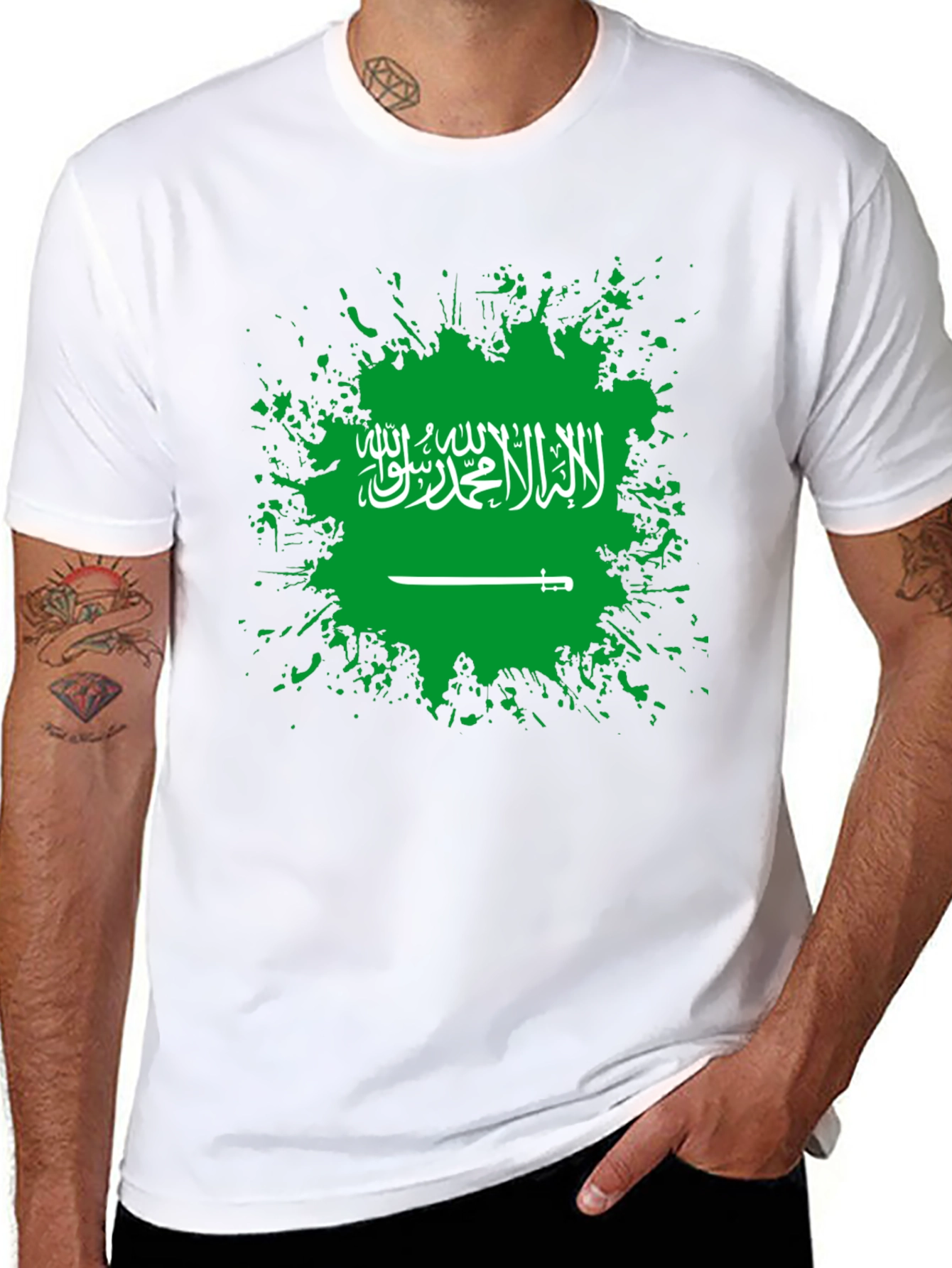 Saudi Arabia Flag T-Shirt - Black Cotton Tee