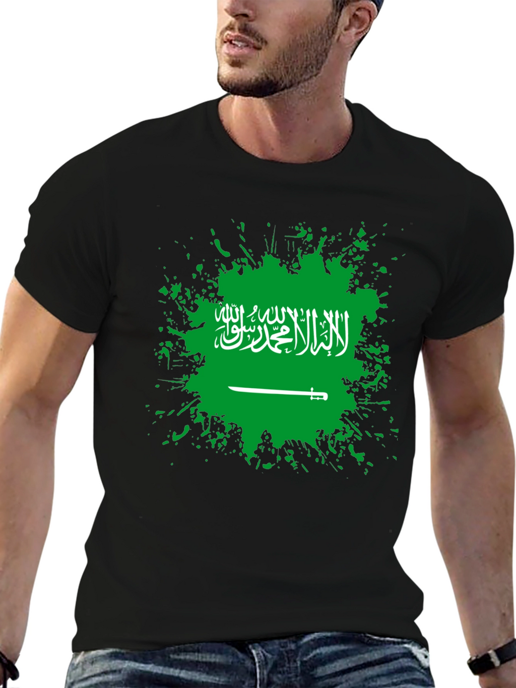 Saudi Arabia Flag T-Shirt - Black Cotton Tee