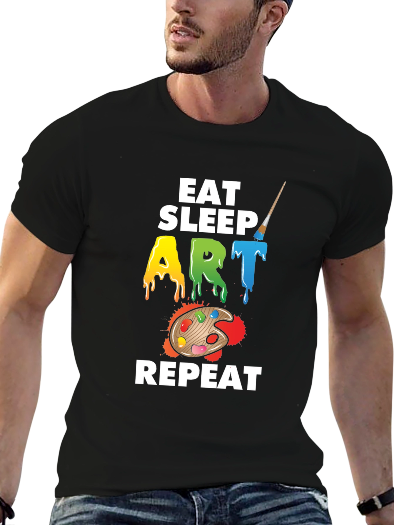 Eat Sleep Art Repeat Graphic Tee - Black