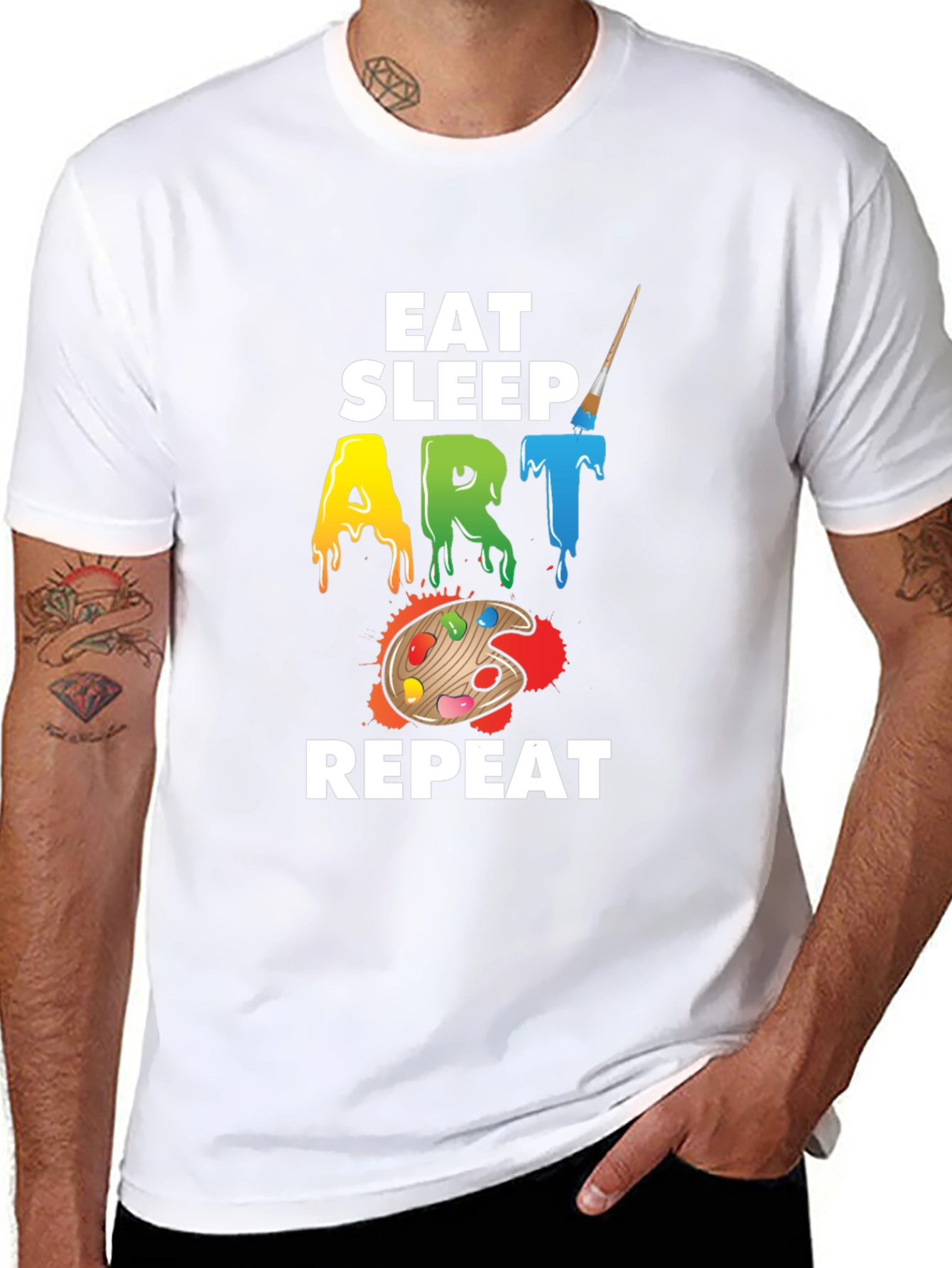 Eat Sleep Art Repeat Graphic Tee - Black