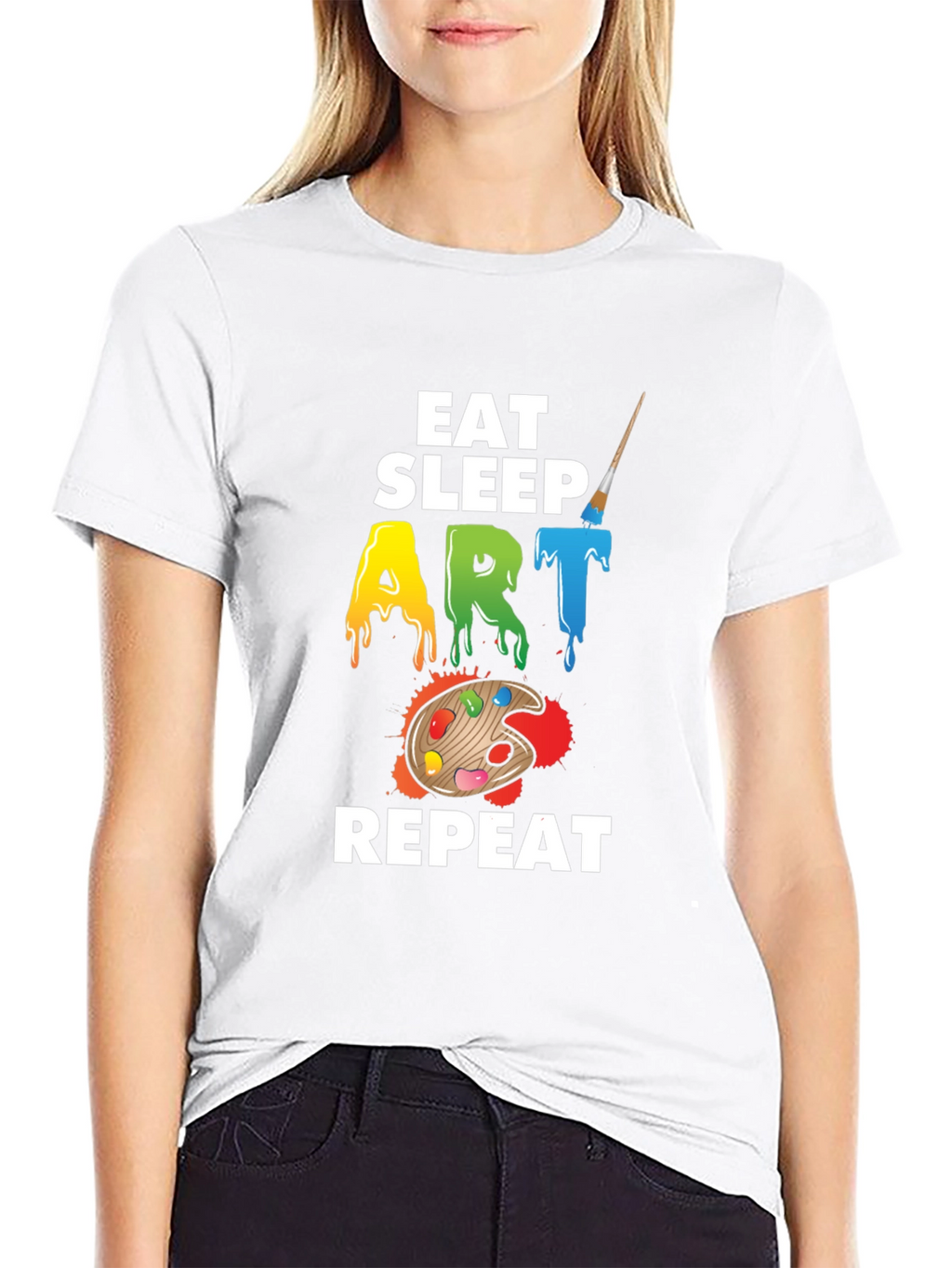 Eat Sleep Art Repeat Graphic Tee - Black