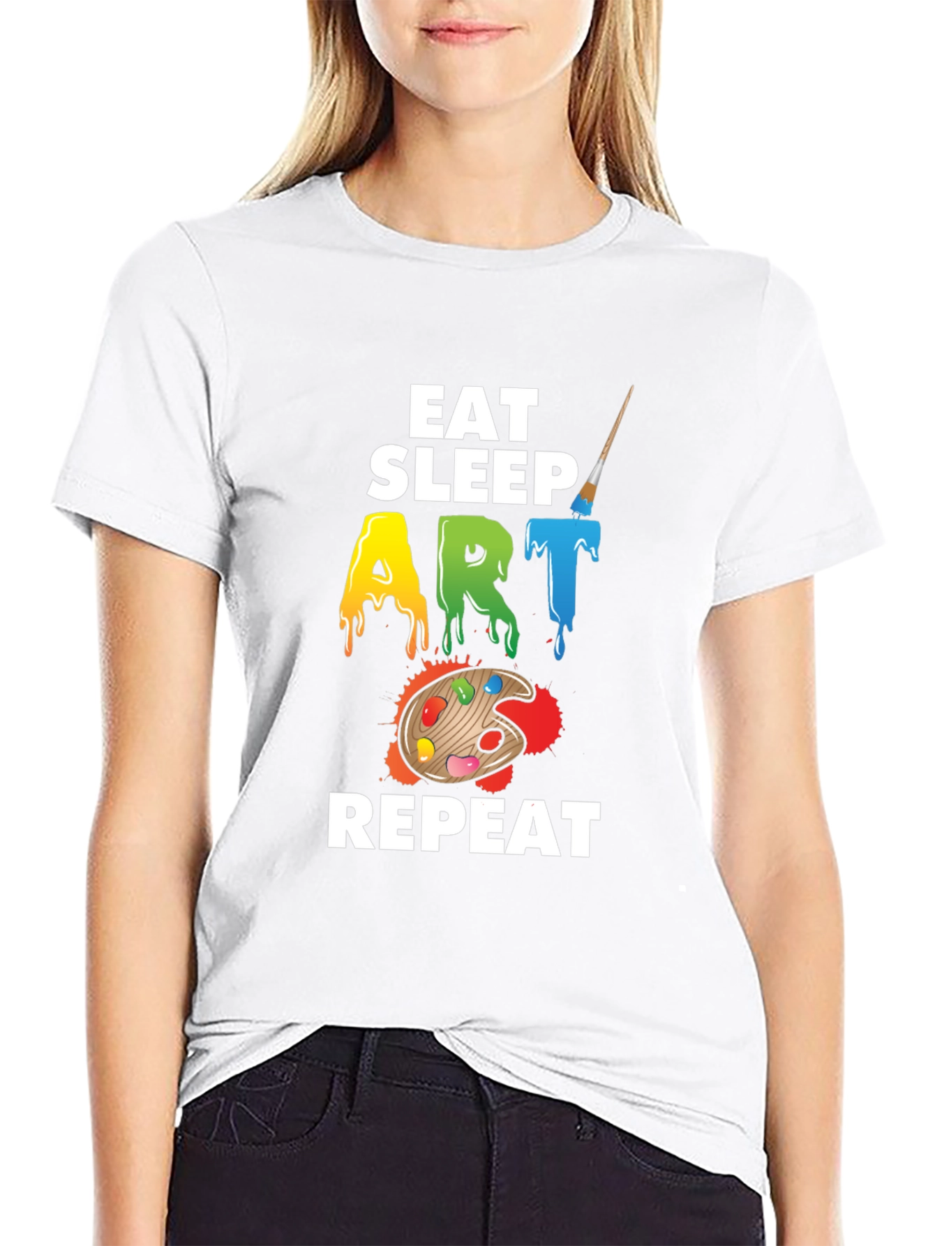 Eat Sleep Art Repeat Graphic Tee - Black