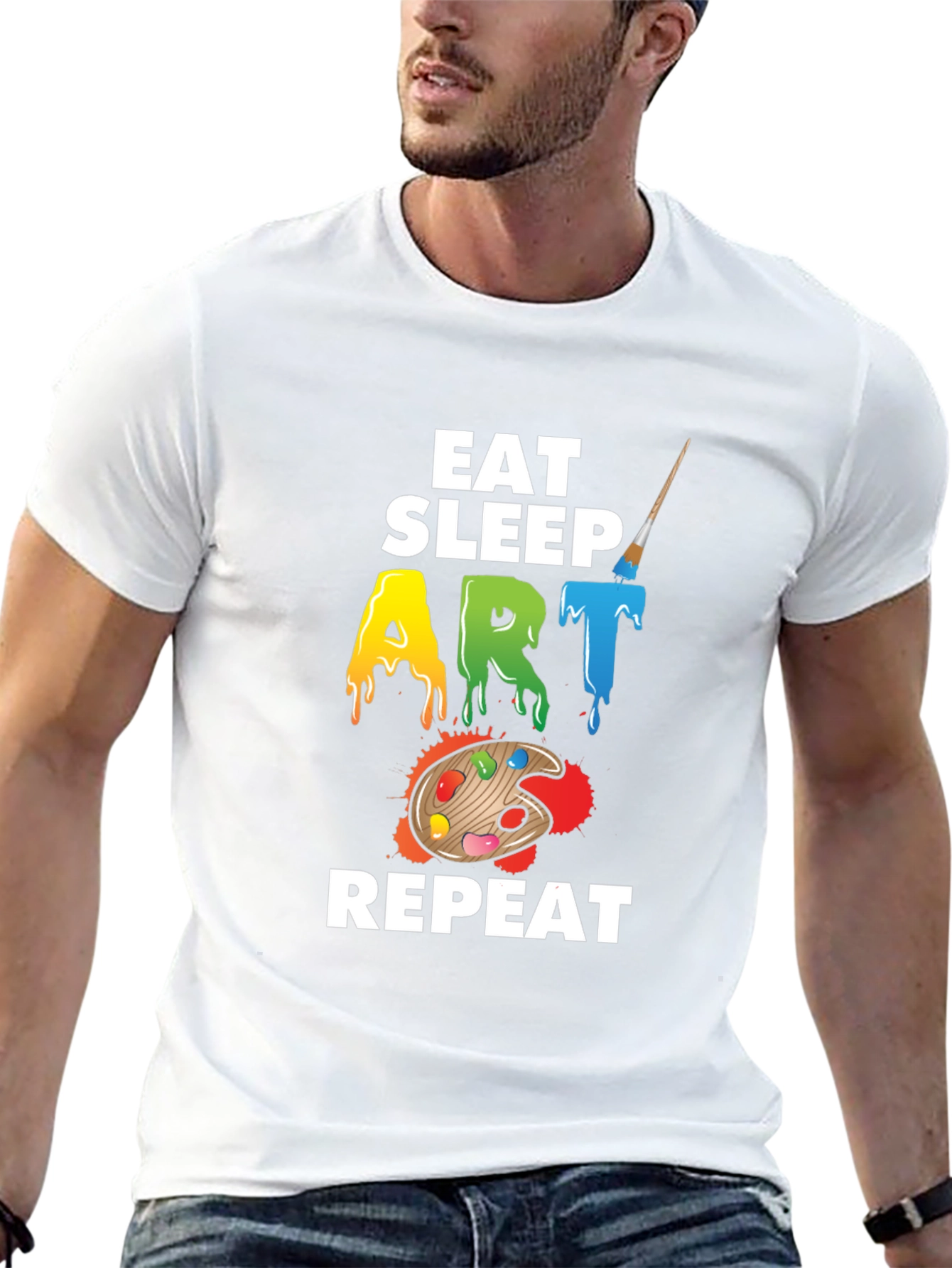 Eat Sleep Art Repeat Graphic Tee - Black