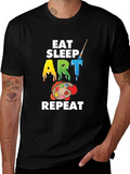 Eat Sleep Art Repeat Graphic Tee - Black