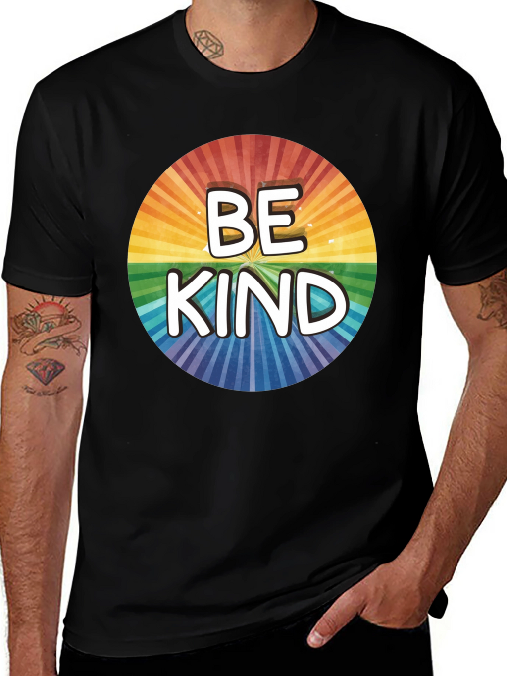 Be Kind Rainbow Circle Graphic T-Shirt