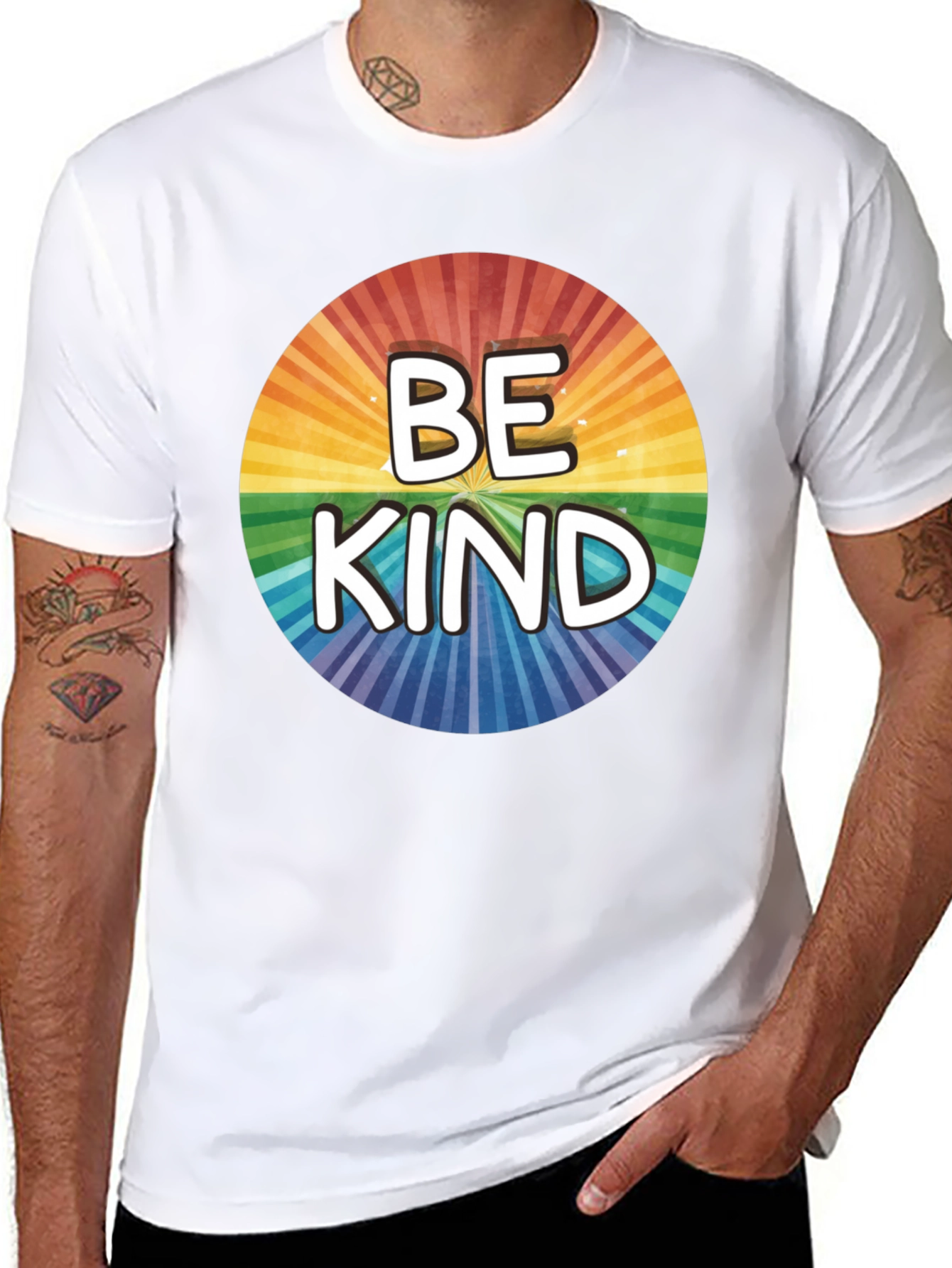 Be Kind Rainbow Circle Graphic T-Shirt