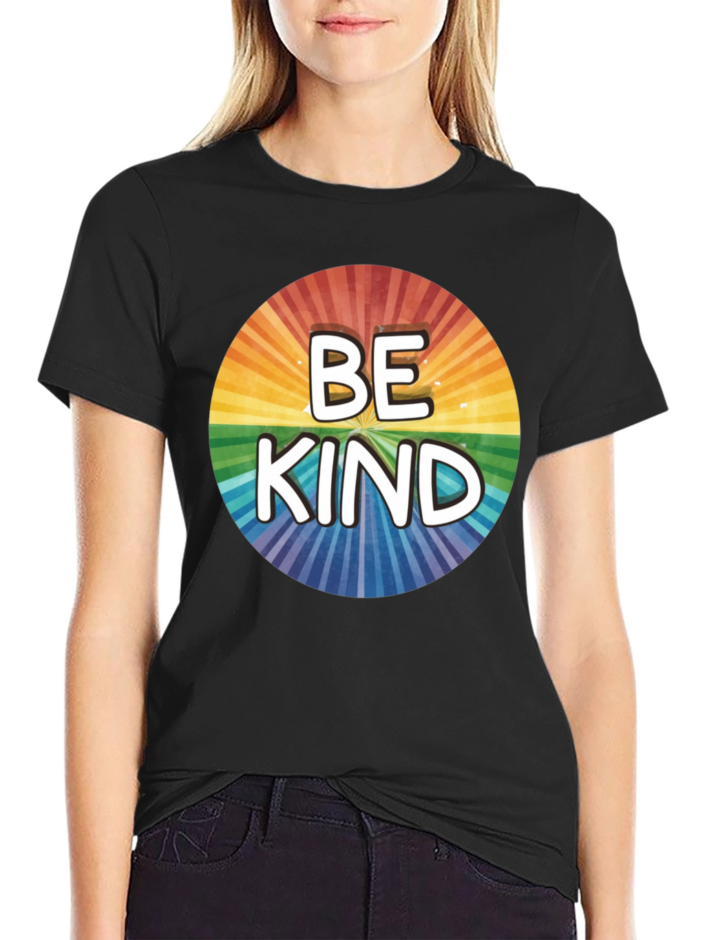 Be Kind Rainbow Circle Graphic T-Shirt