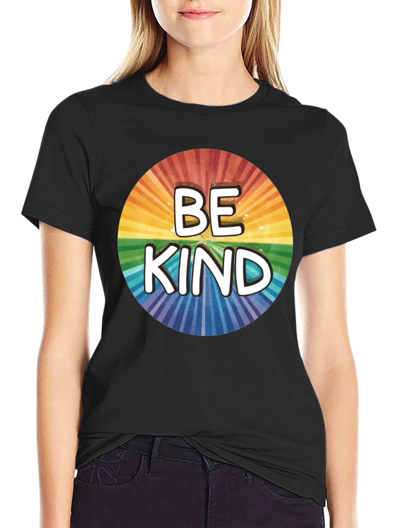 Be Kind Rainbow Circle Graphic T-Shirt