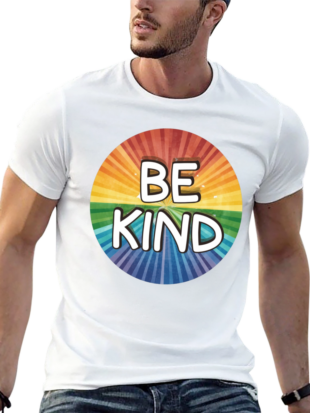 Be Kind Rainbow Circle Graphic T-Shirt
