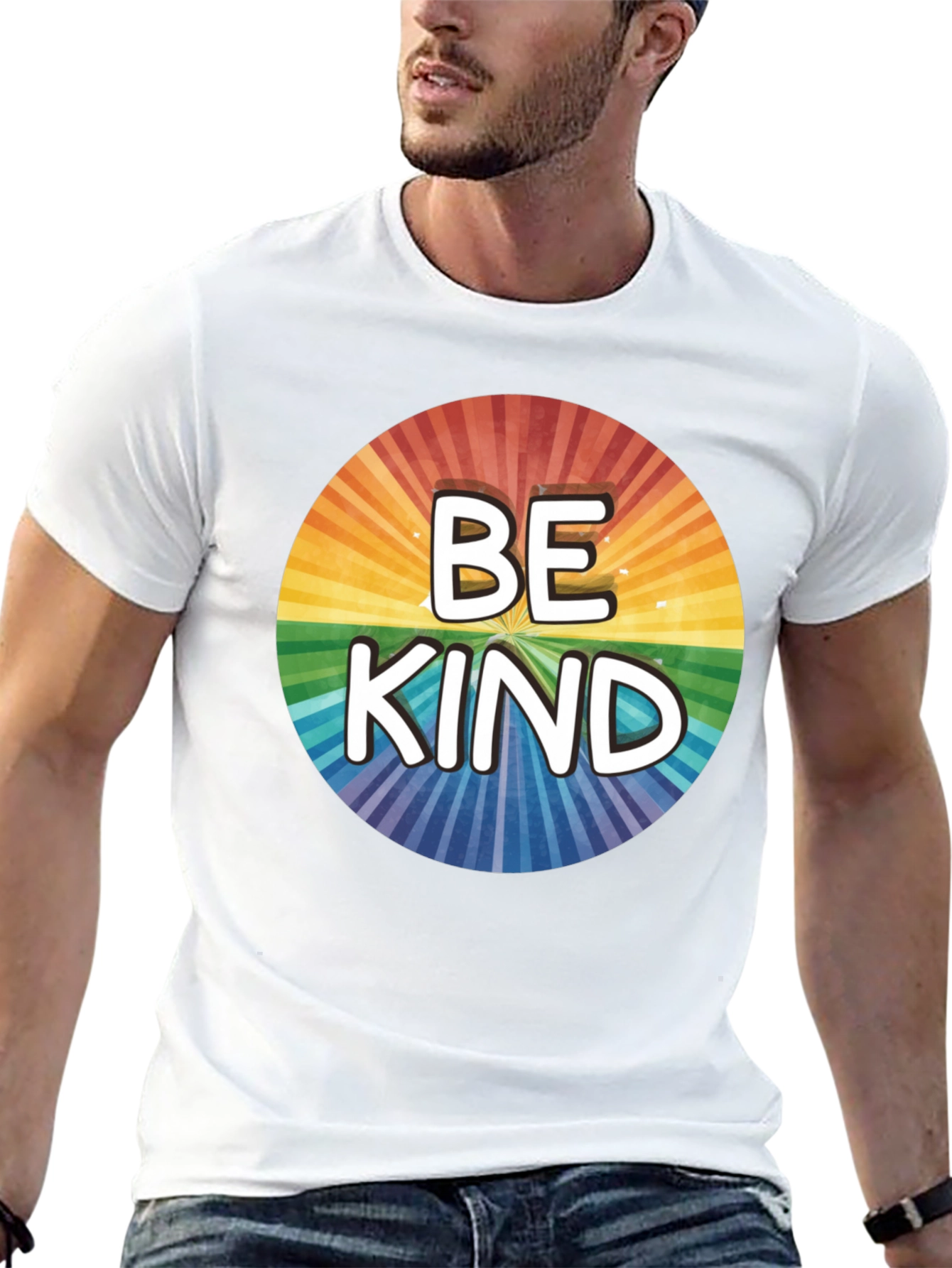 Be Kind Rainbow Circle Graphic T-Shirt