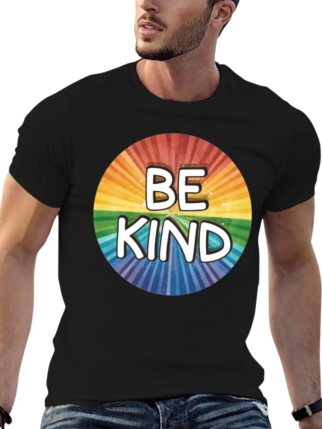 Be Kind Rainbow Circle Graphic T-Shirt
