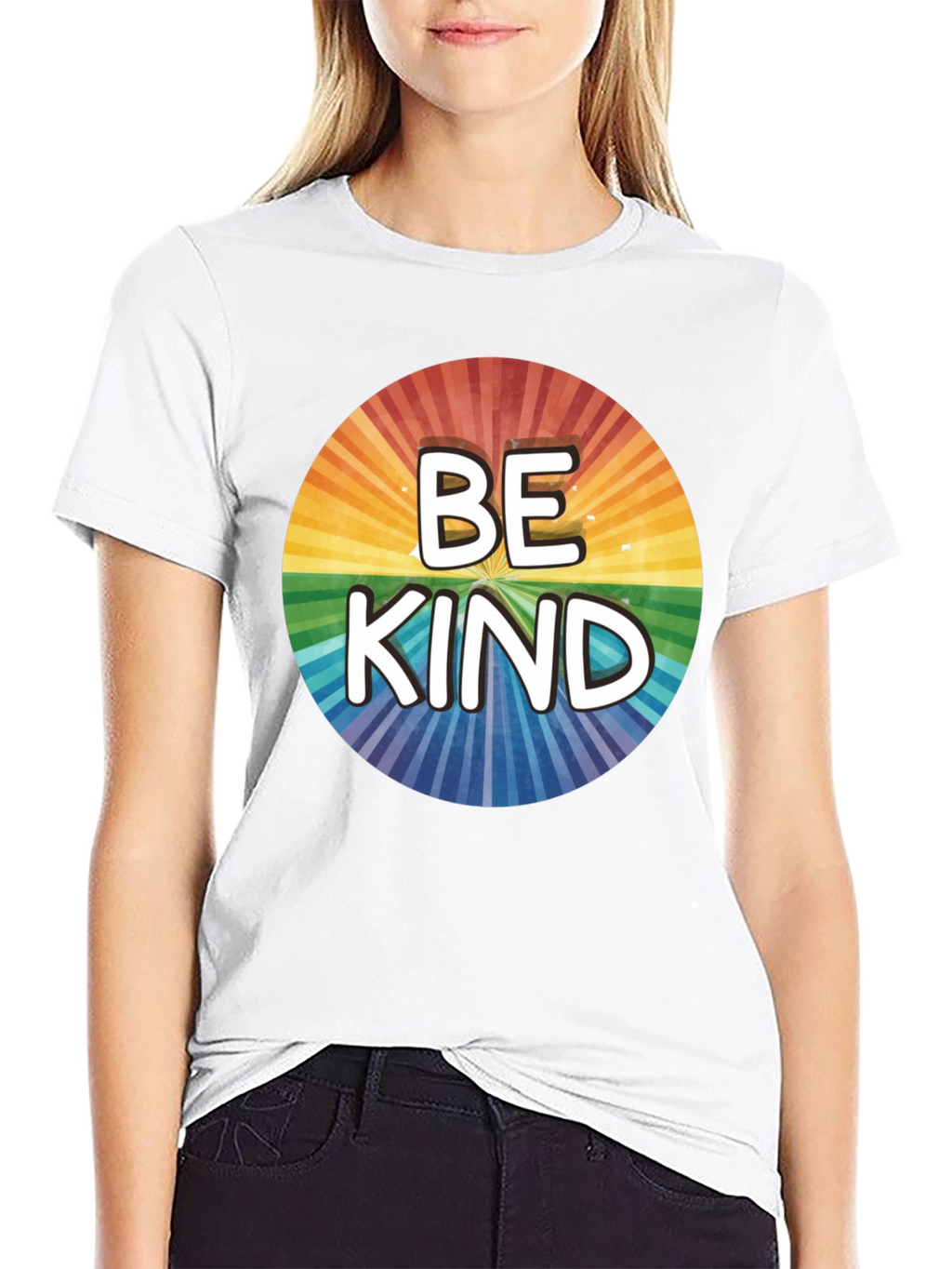 Be Kind Rainbow Circle Graphic T-Shirt