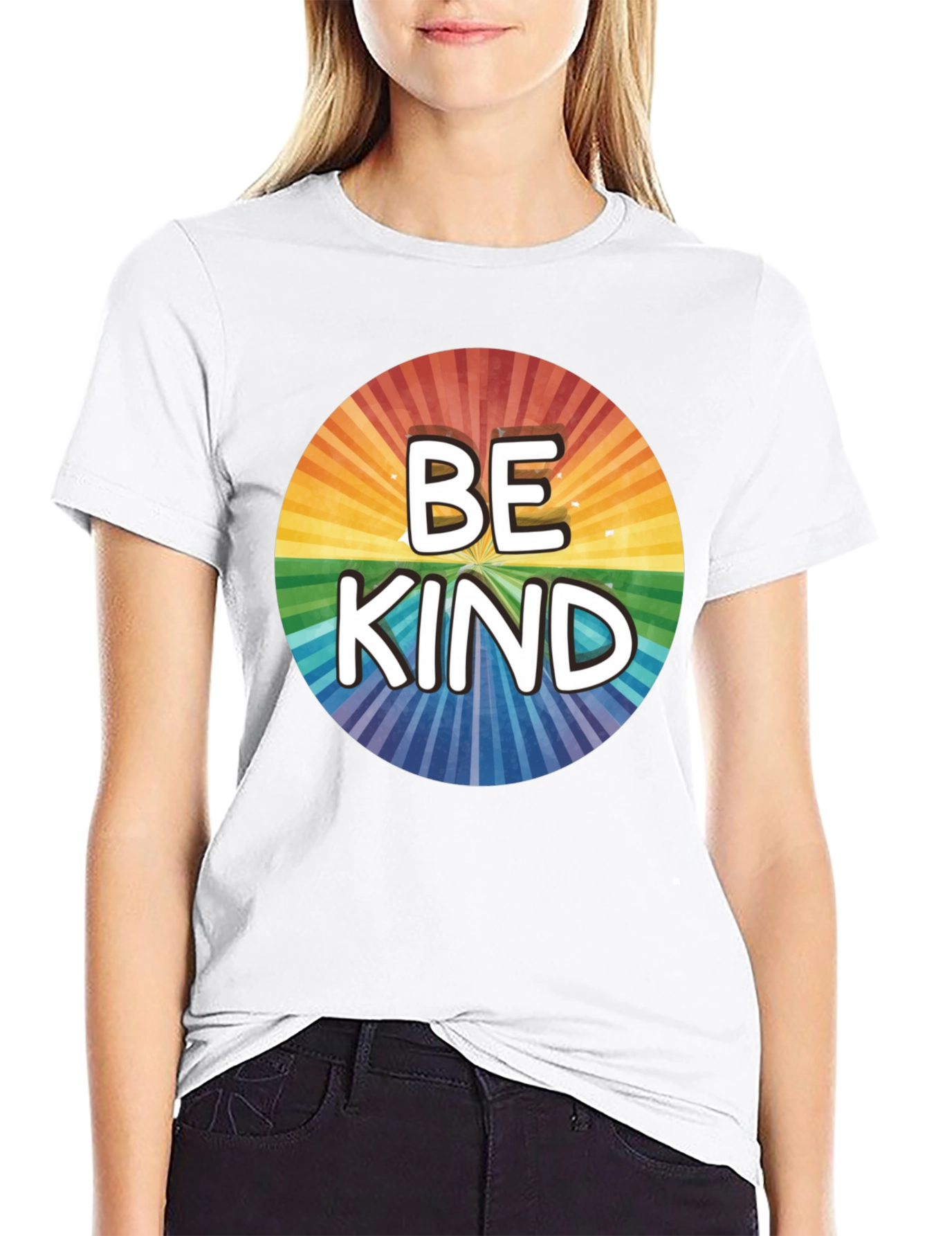 Be Kind Rainbow Circle Graphic T-Shirt