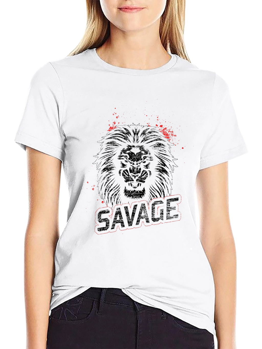 Savage Lion Graphic Print Black T-Shirt