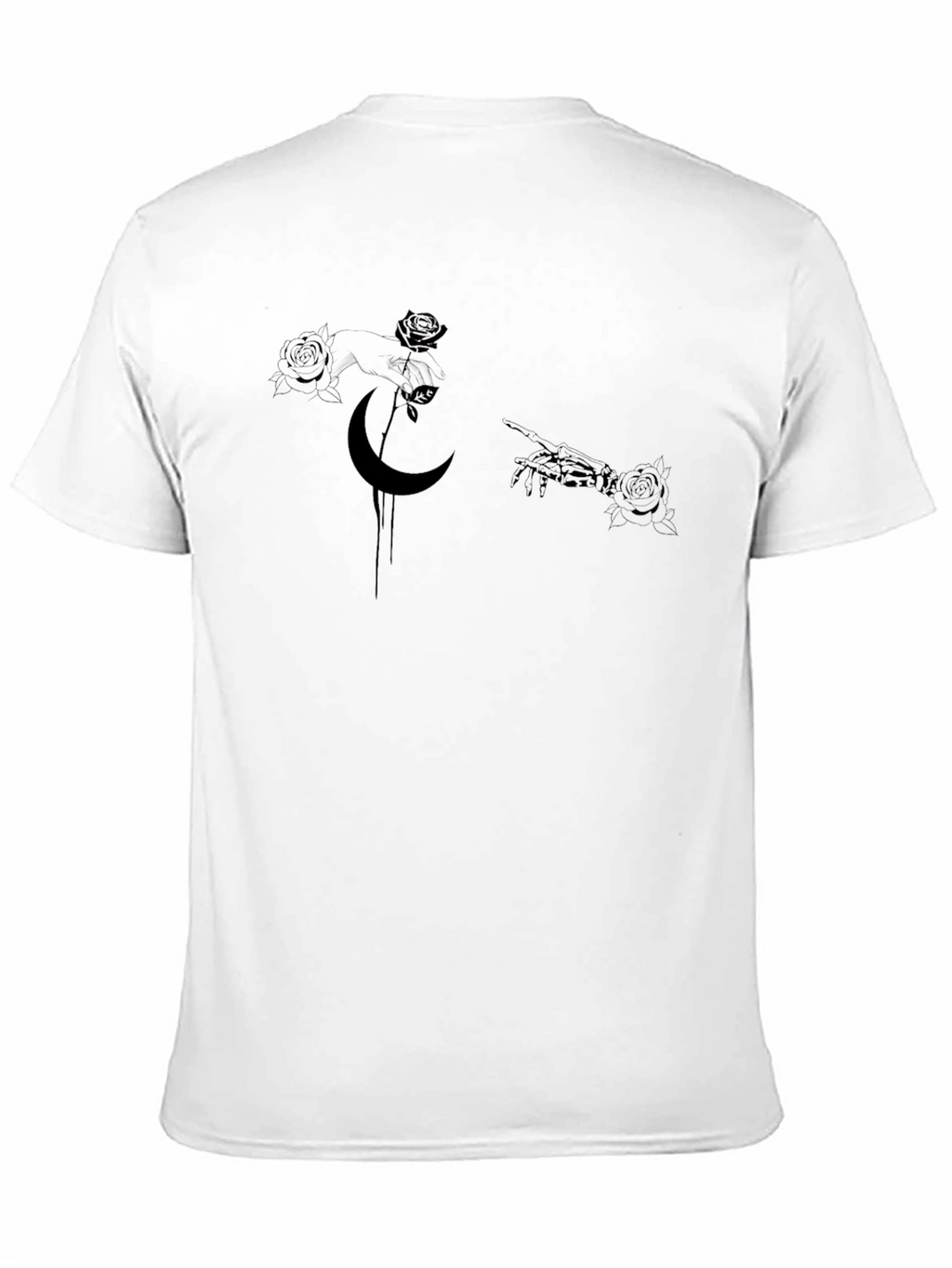 Gothic Moon & Rose Graphic Black T-Shirt