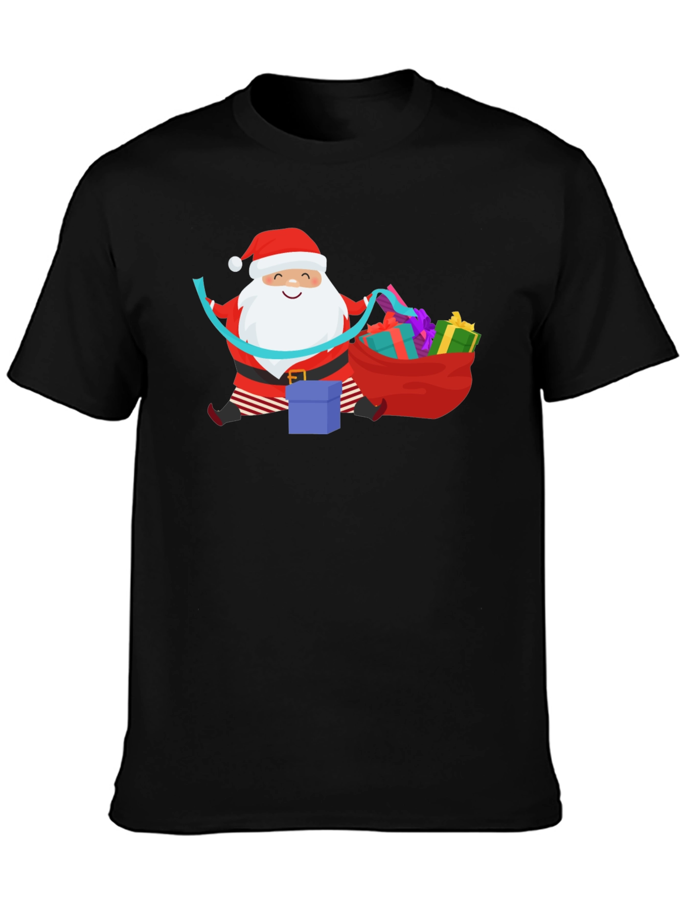 Santa with Gifts Graphic T-Shirt - Holiday Cheer