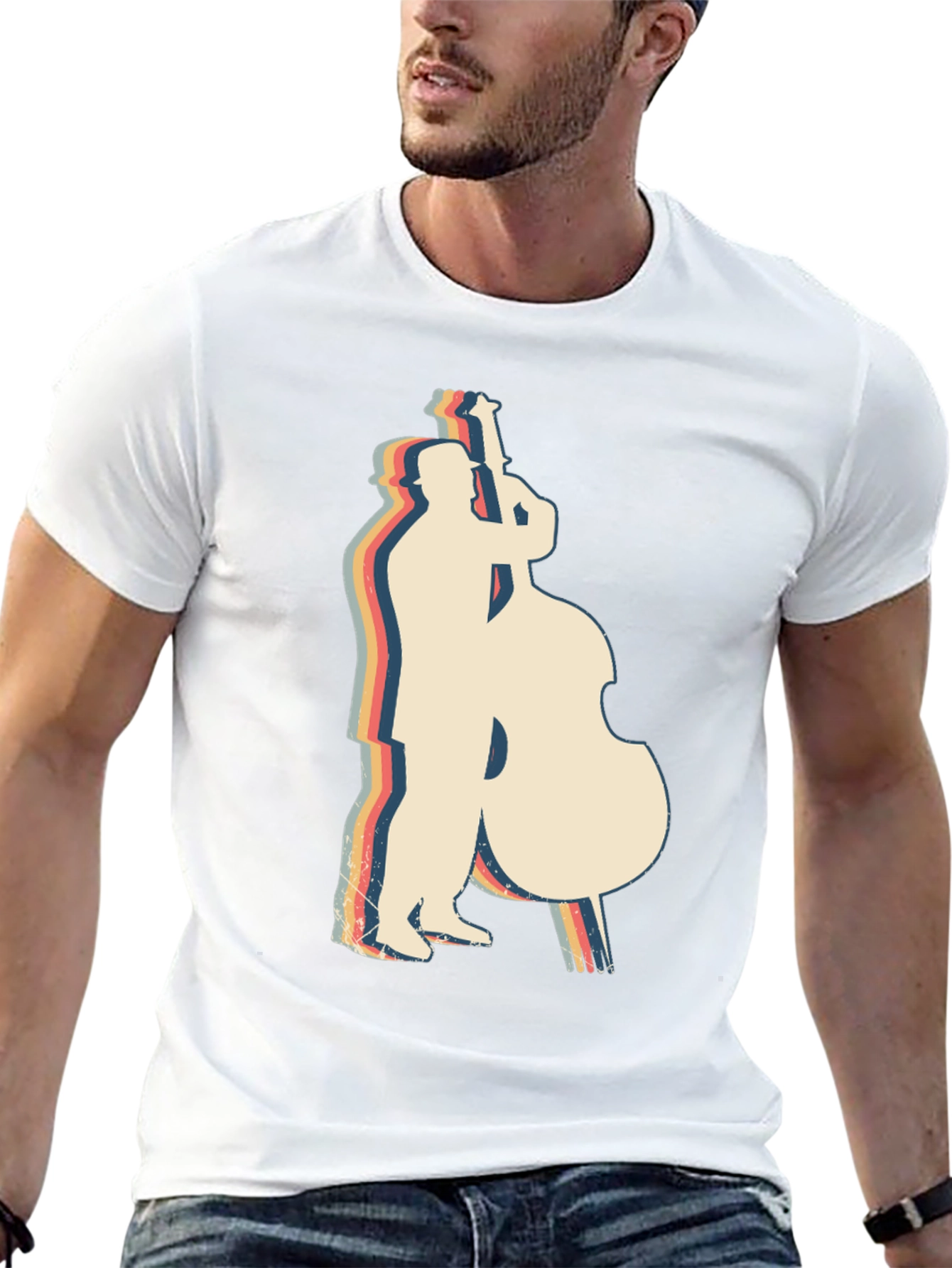 Retro Bass Player Graphic Tee - Vintage Style
