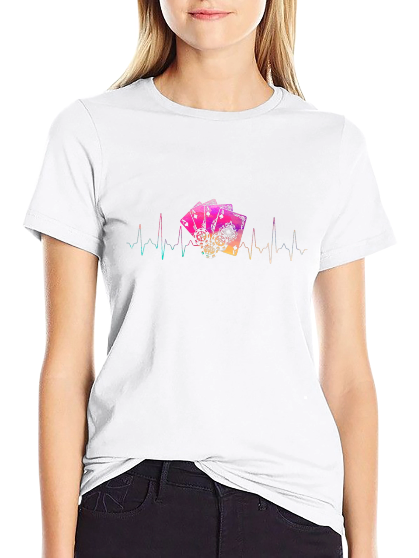 Poker Ace Card Heartbeat Graphic T-Shirt