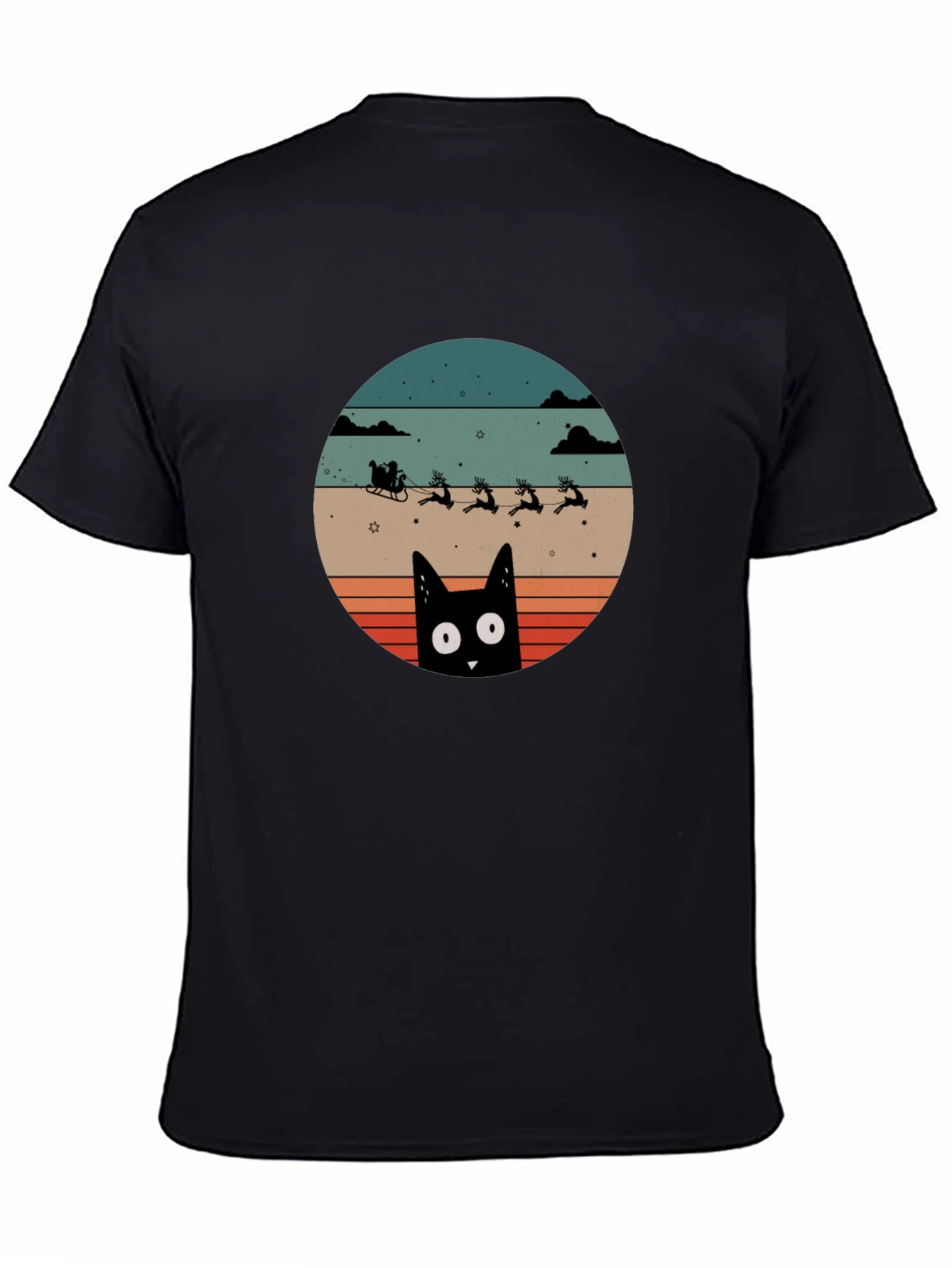 Retro Cat Santas Sleigh T-Shirt