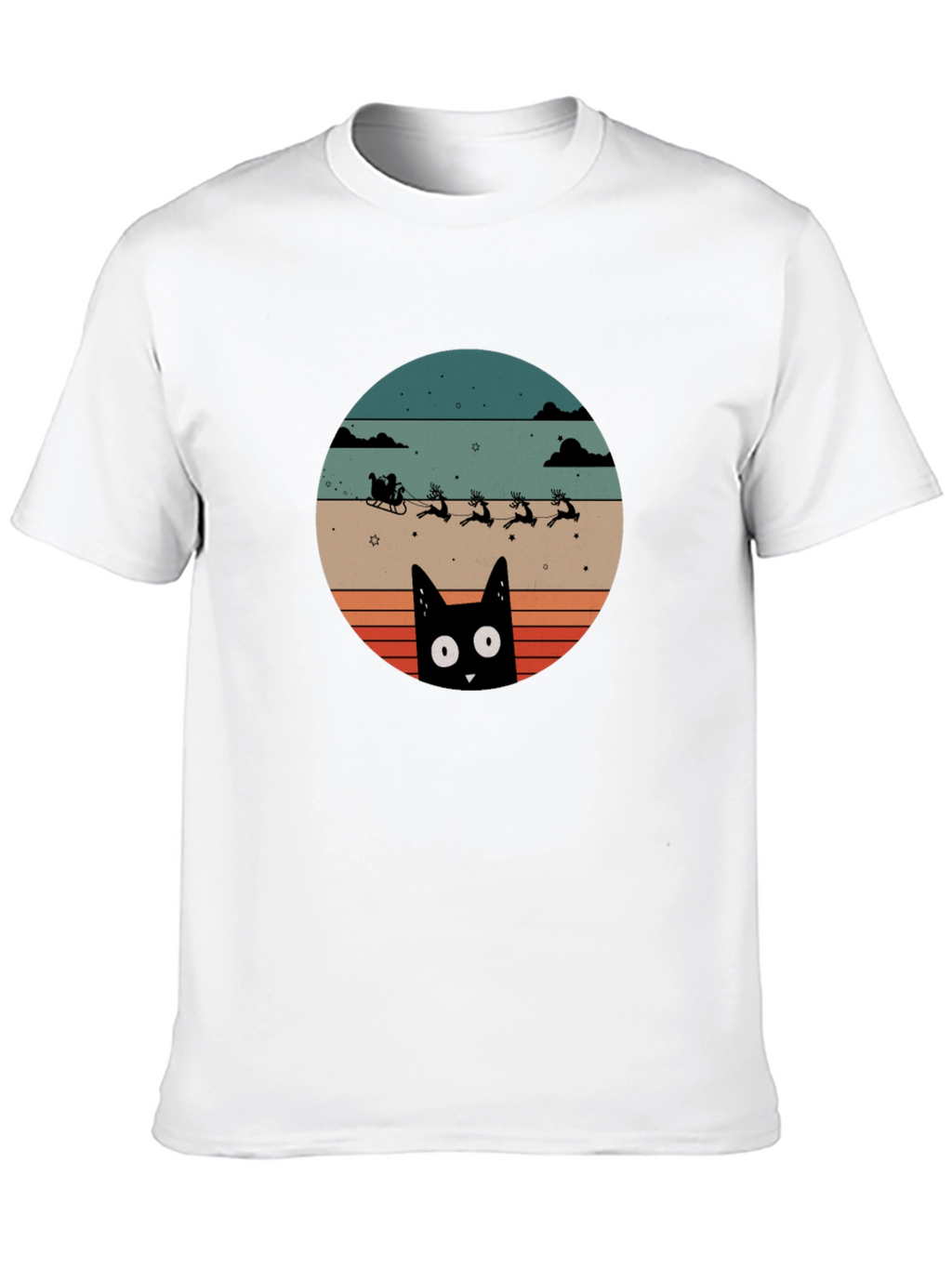 Retro Cat Santas Sleigh T-Shirt