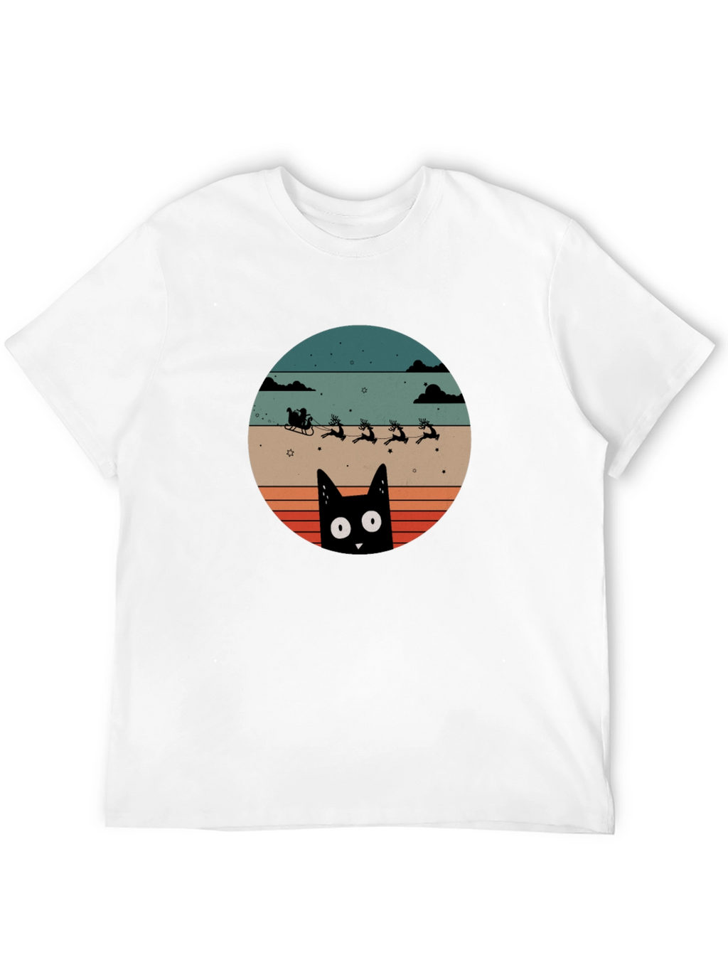 Retro Cat Santas Sleigh T-Shirt