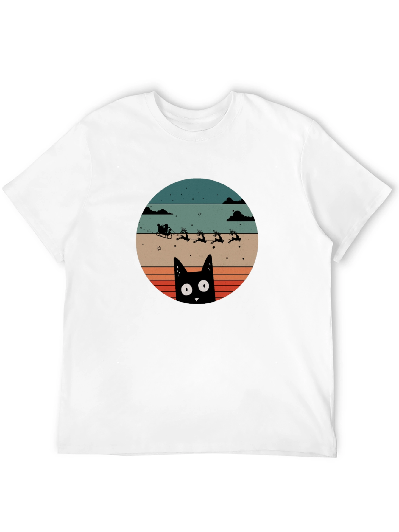 Retro Cat Santas Sleigh T-Shirt