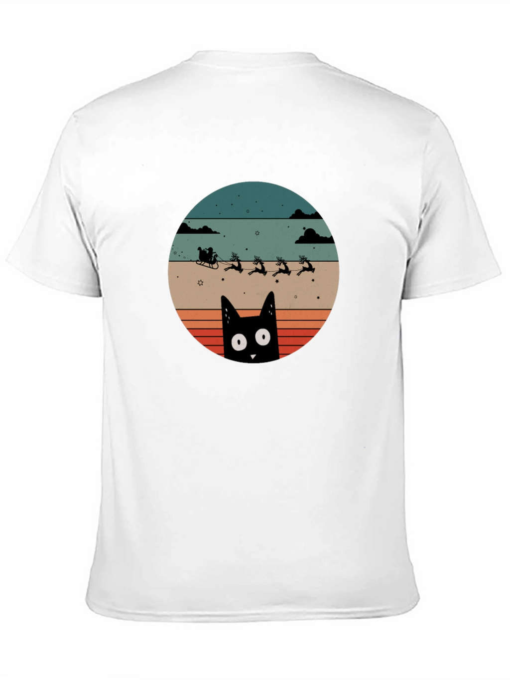 Retro Cat Santas Sleigh T-Shirt
