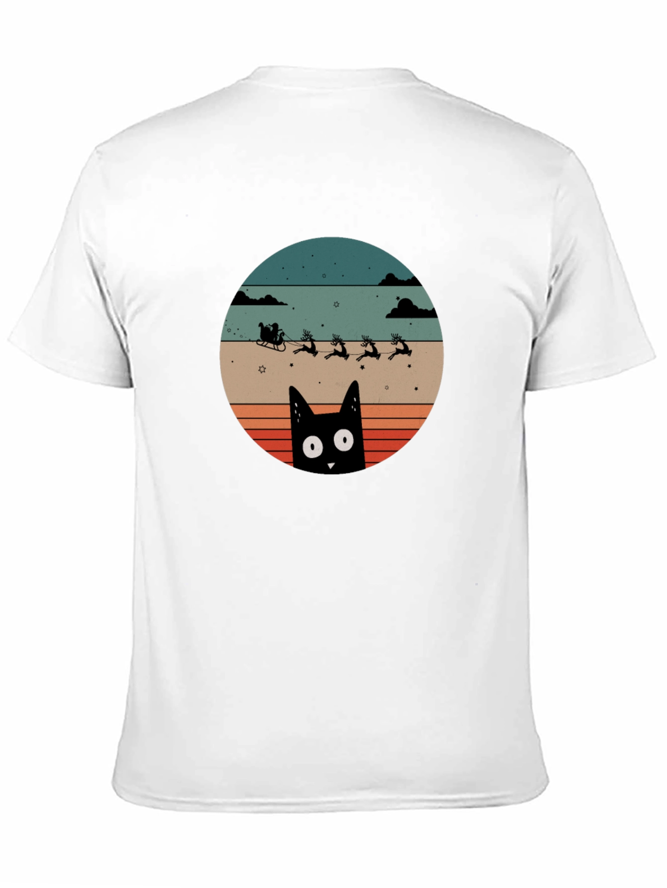 Retro Cat Santas Sleigh T-Shirt