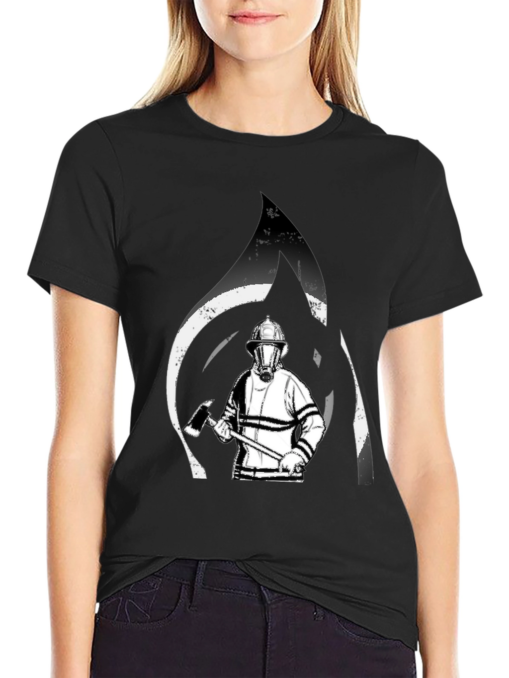 Firefighter Graphic T-Shirt - Black Cotton Tee
