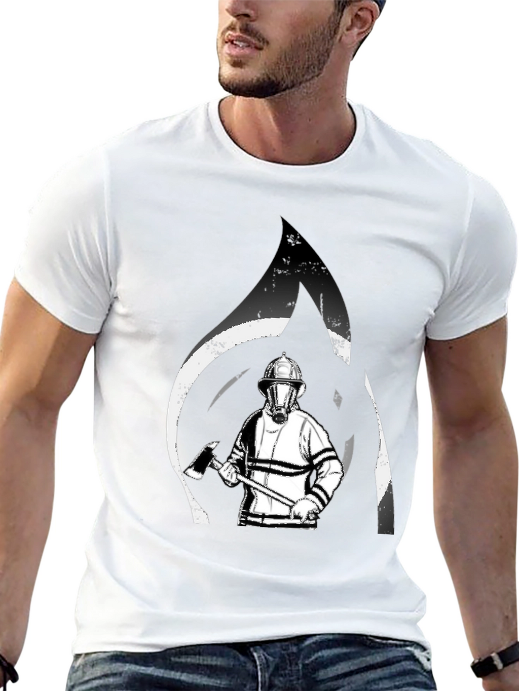 Firefighter Graphic T-Shirt - Black Cotton Tee