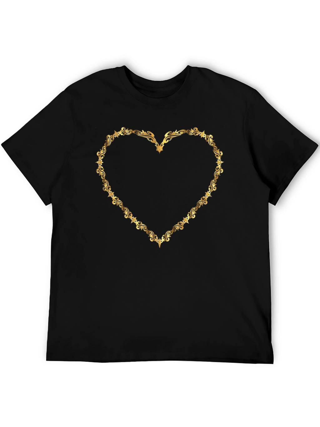 Golden Heart Frame Black T-Shirt